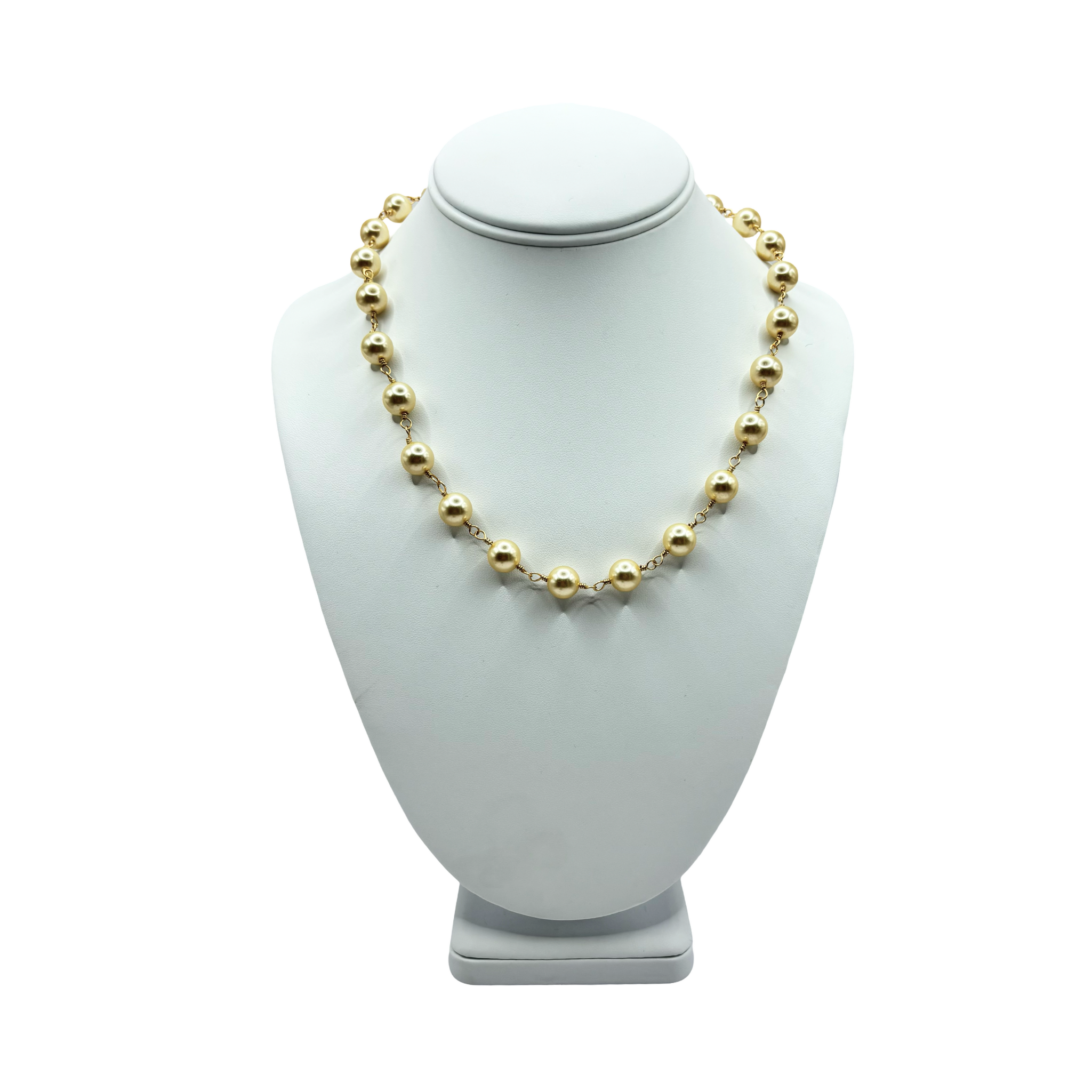 Champange faux pearl and gold chain necklace by HOLST+LEE