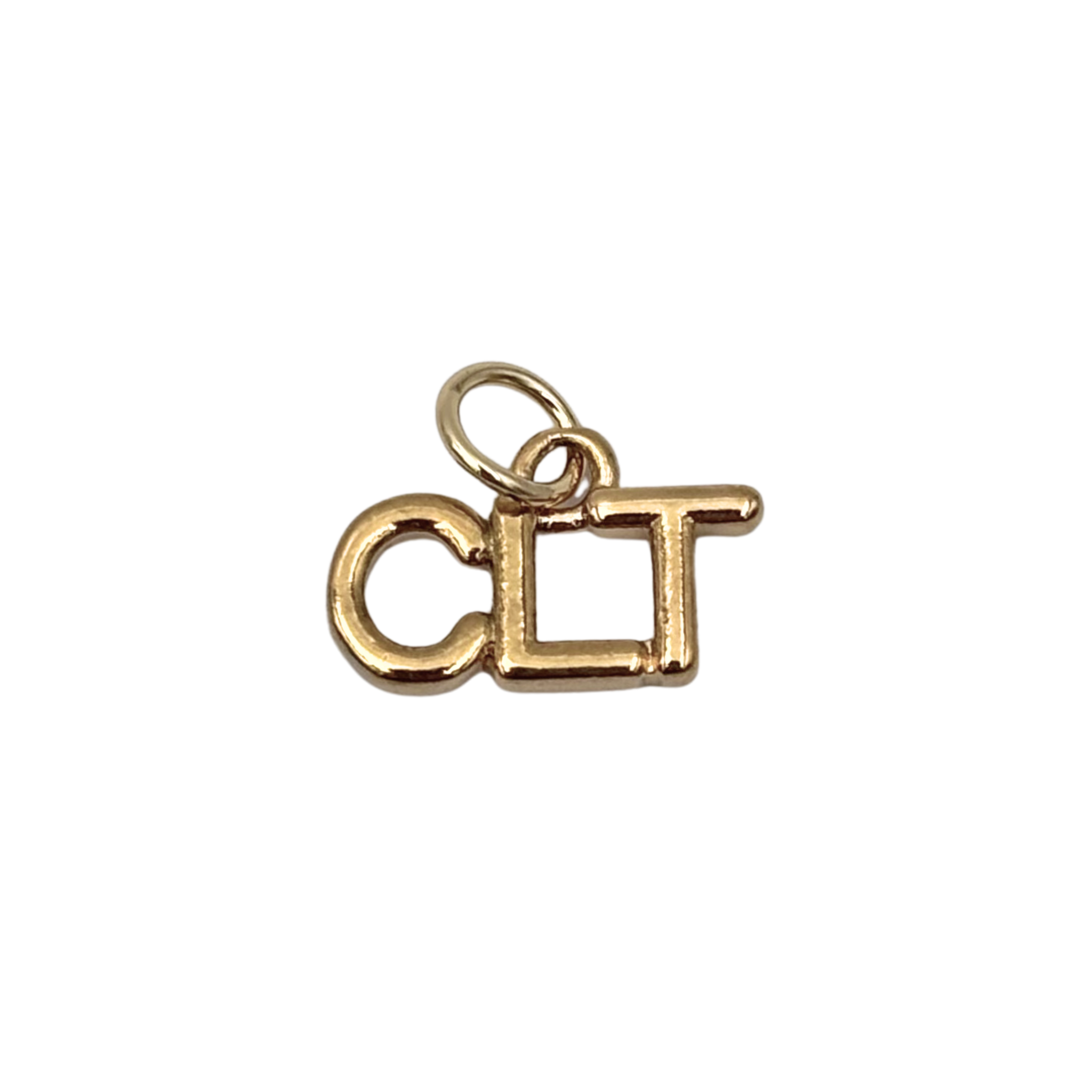 Gold 'CLT' charm with sleek finish by HOLST+LEE