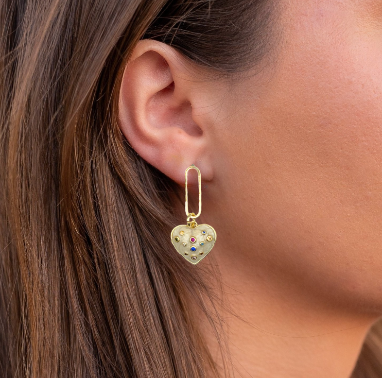 Charm Earrings Jeweled Heart