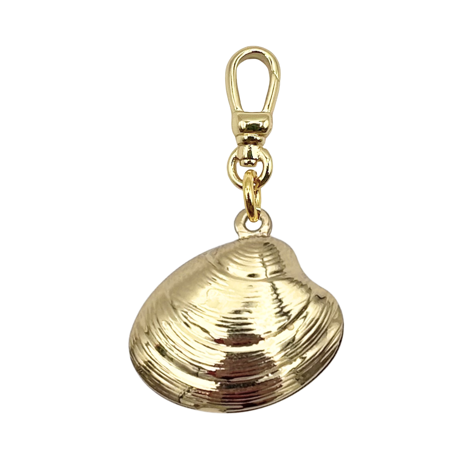 Gold clam charm with a charm clip by HOLST+LEE