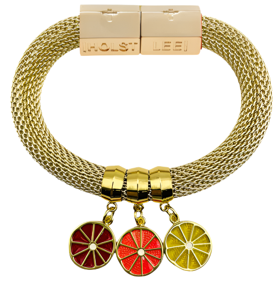 Classic Mesh Charm Bracelet - Citrus Trio Signature Magnetic Clasp