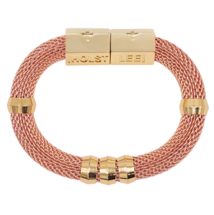 Classic Mesh Two Tone Rose Bracelet Signature Magnetic Clasp