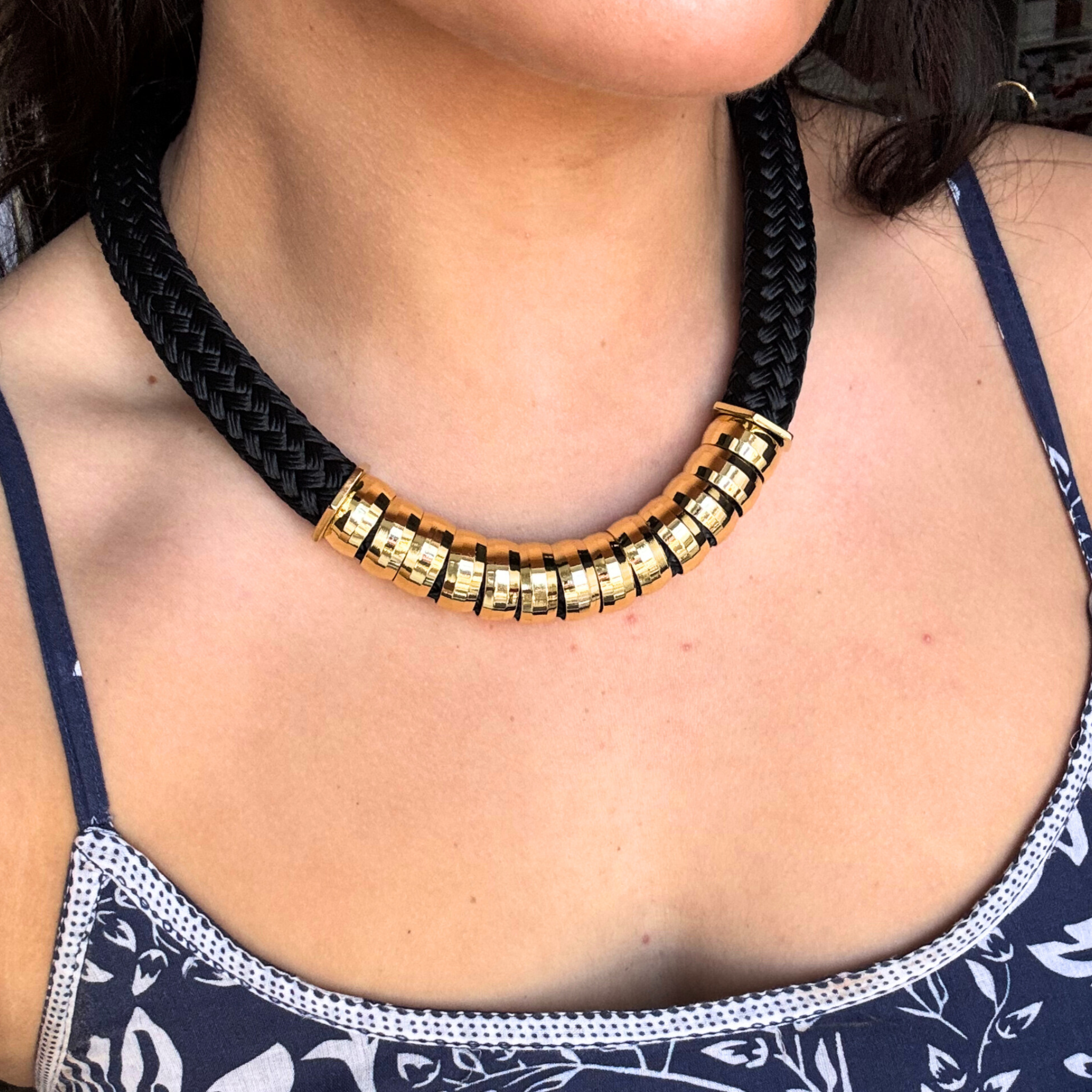 Classic Necklace Black Signature Magnetic Clasp Shot on Model