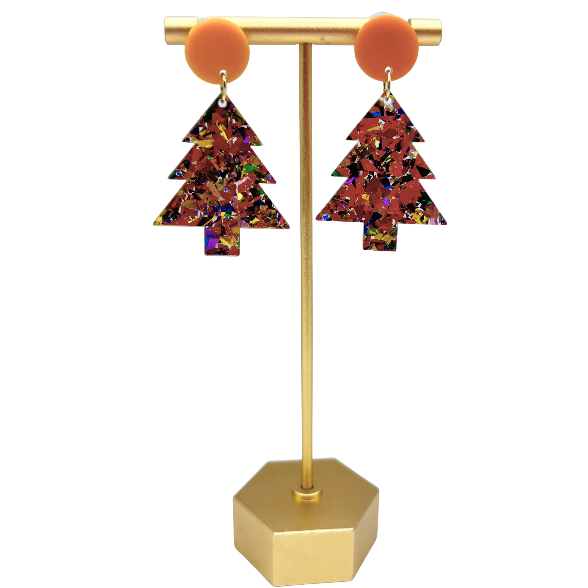Confetti Tree Earrings - golden