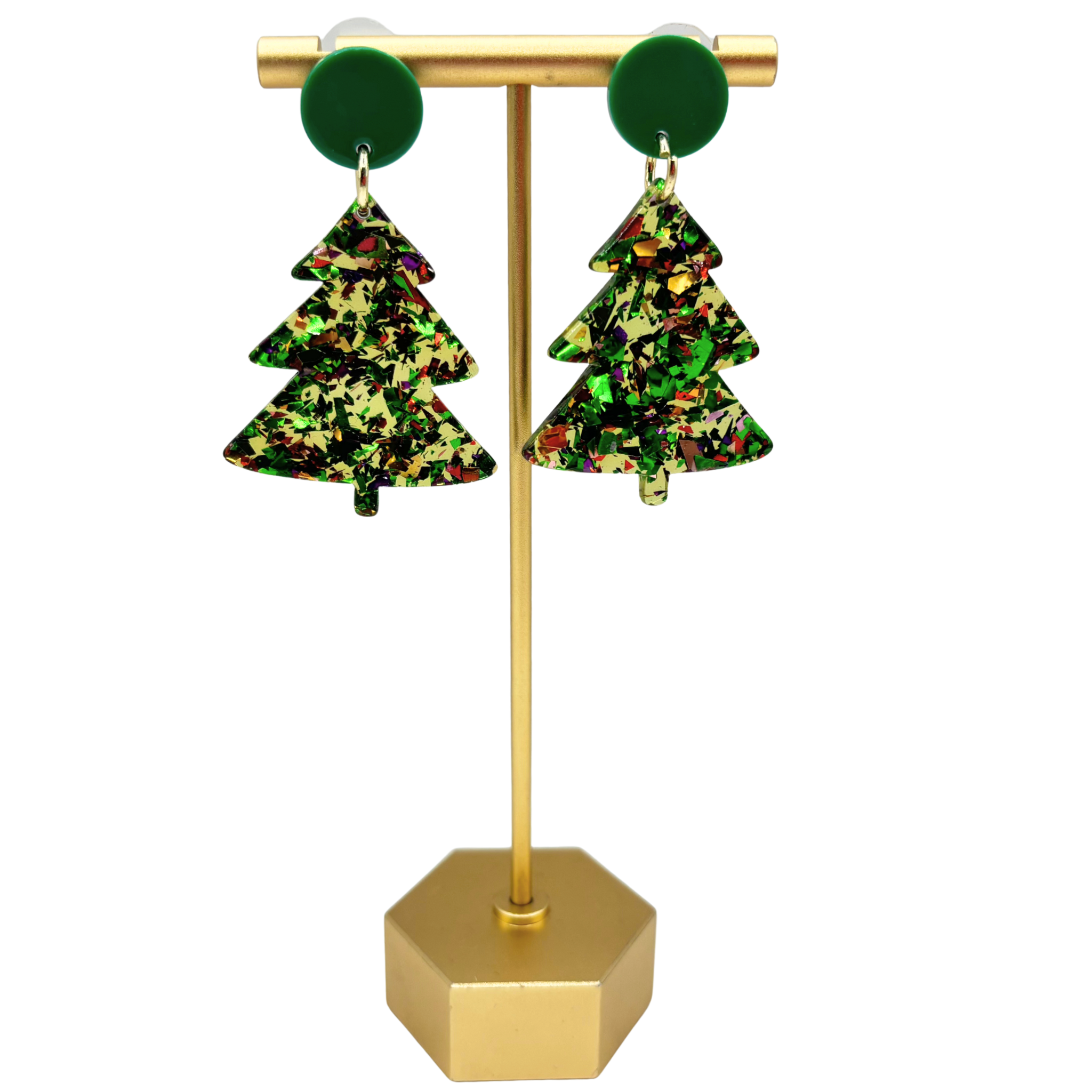 Confetti Tree Earrings - green