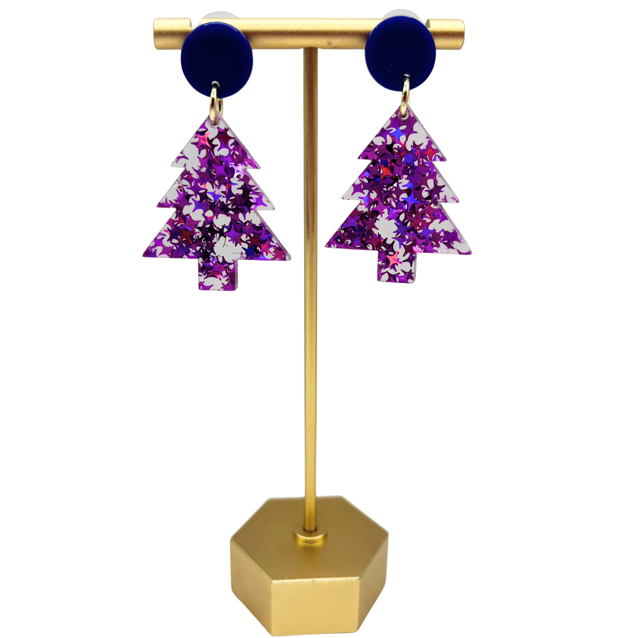 Confetti Tree Earrings - magenta 