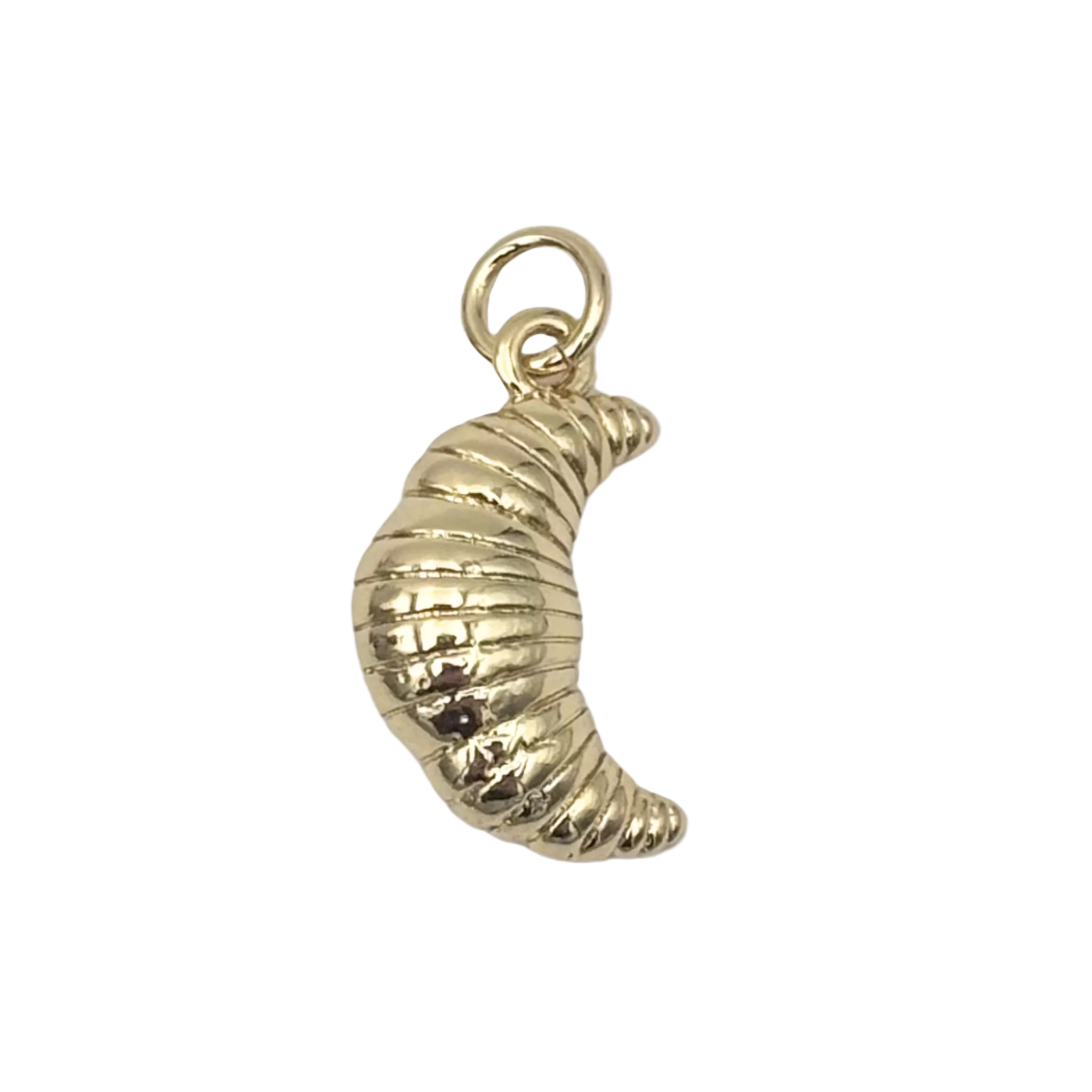 Gold croissant charm pendant with detailed layered pastry texture by HOLST+LEE