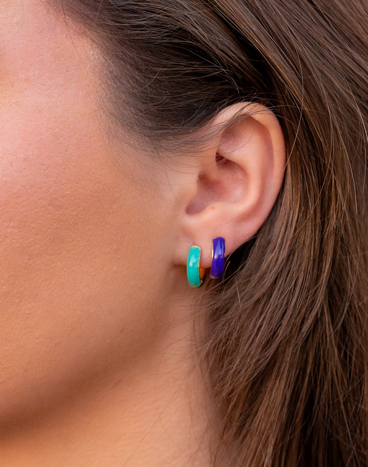 Small Huggie Earrings Purple