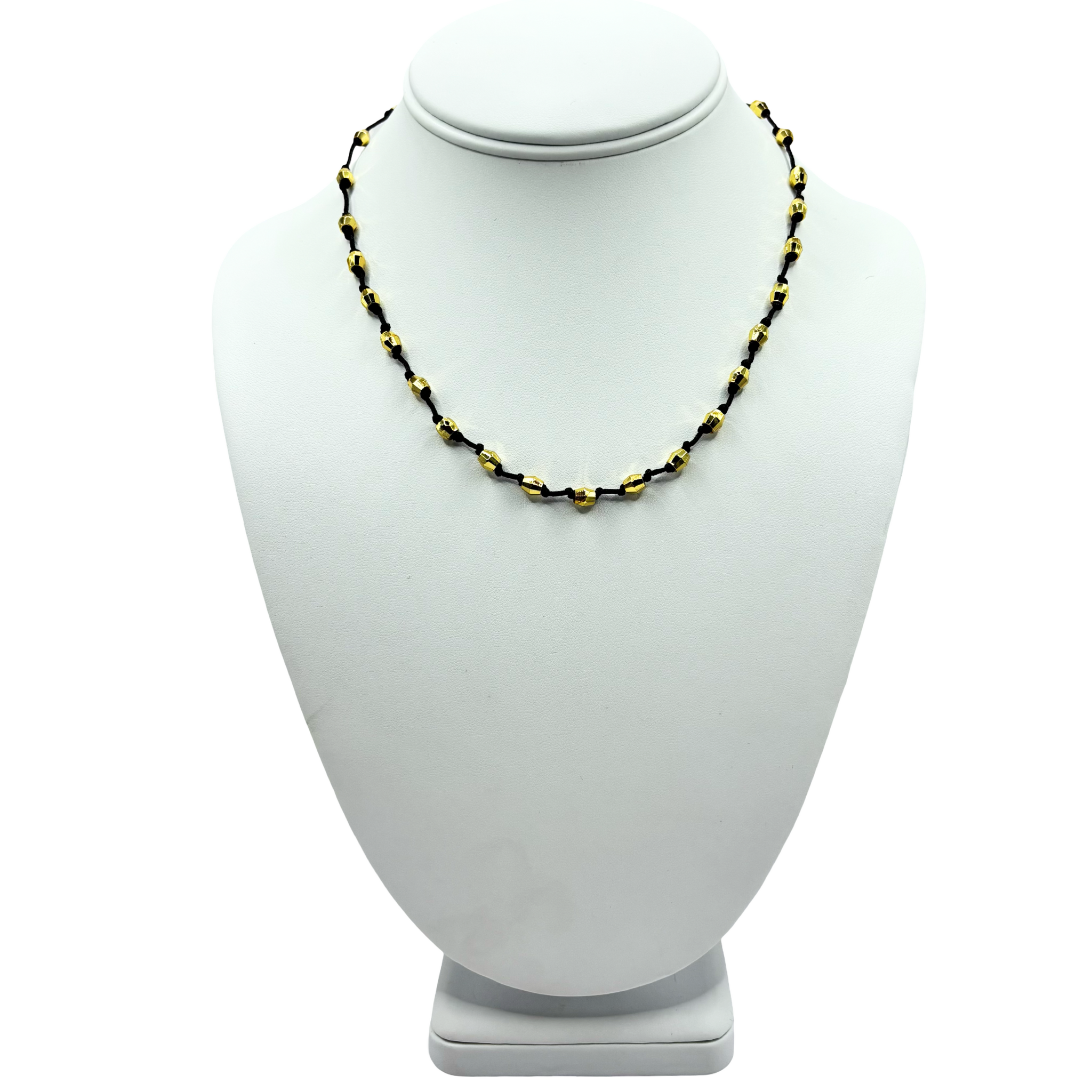 Chocolate brown cord everyday necklace with gold nugget beads by HOLST+LEE