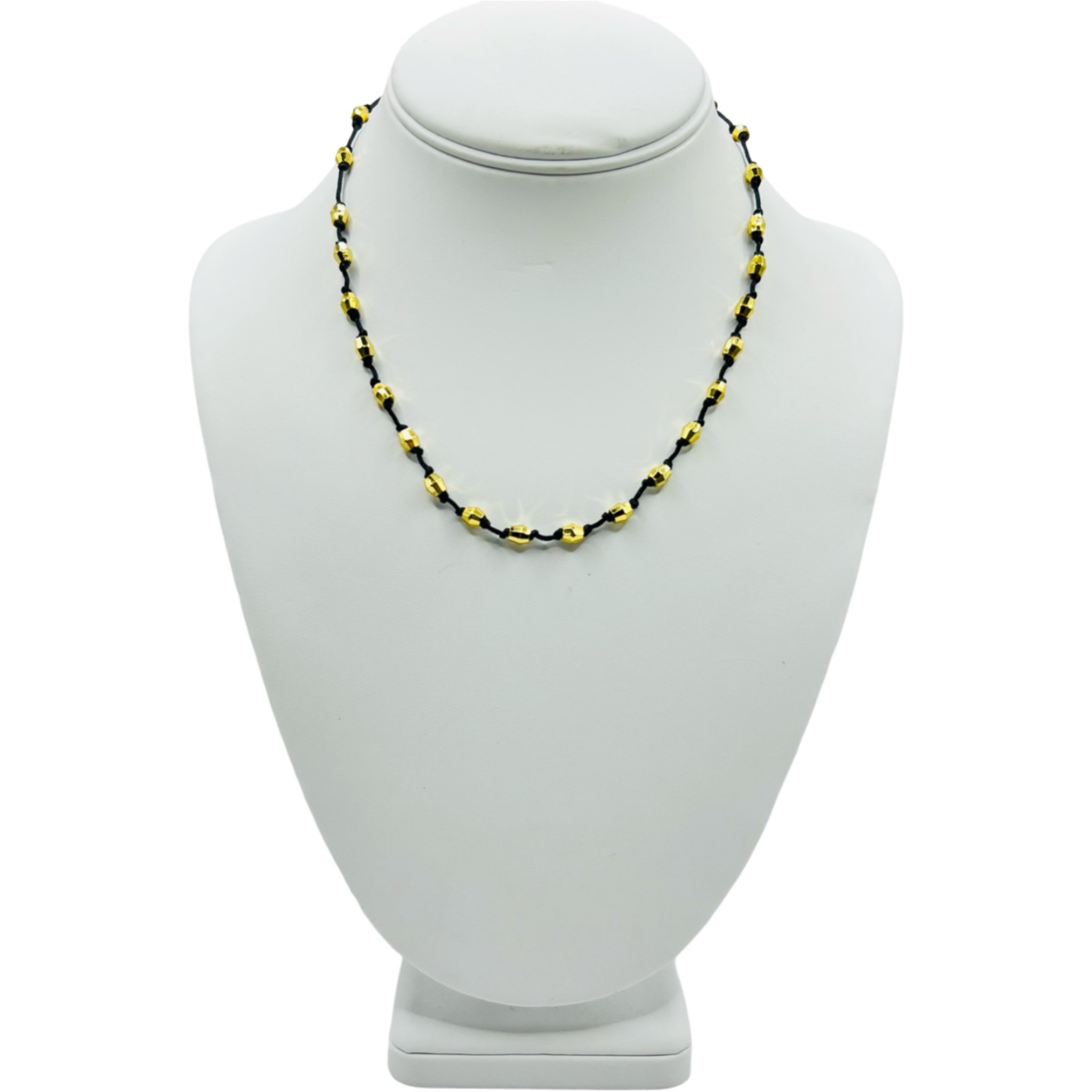 Black cord everyday necklace with gold nugget beads by HOLST+LEE