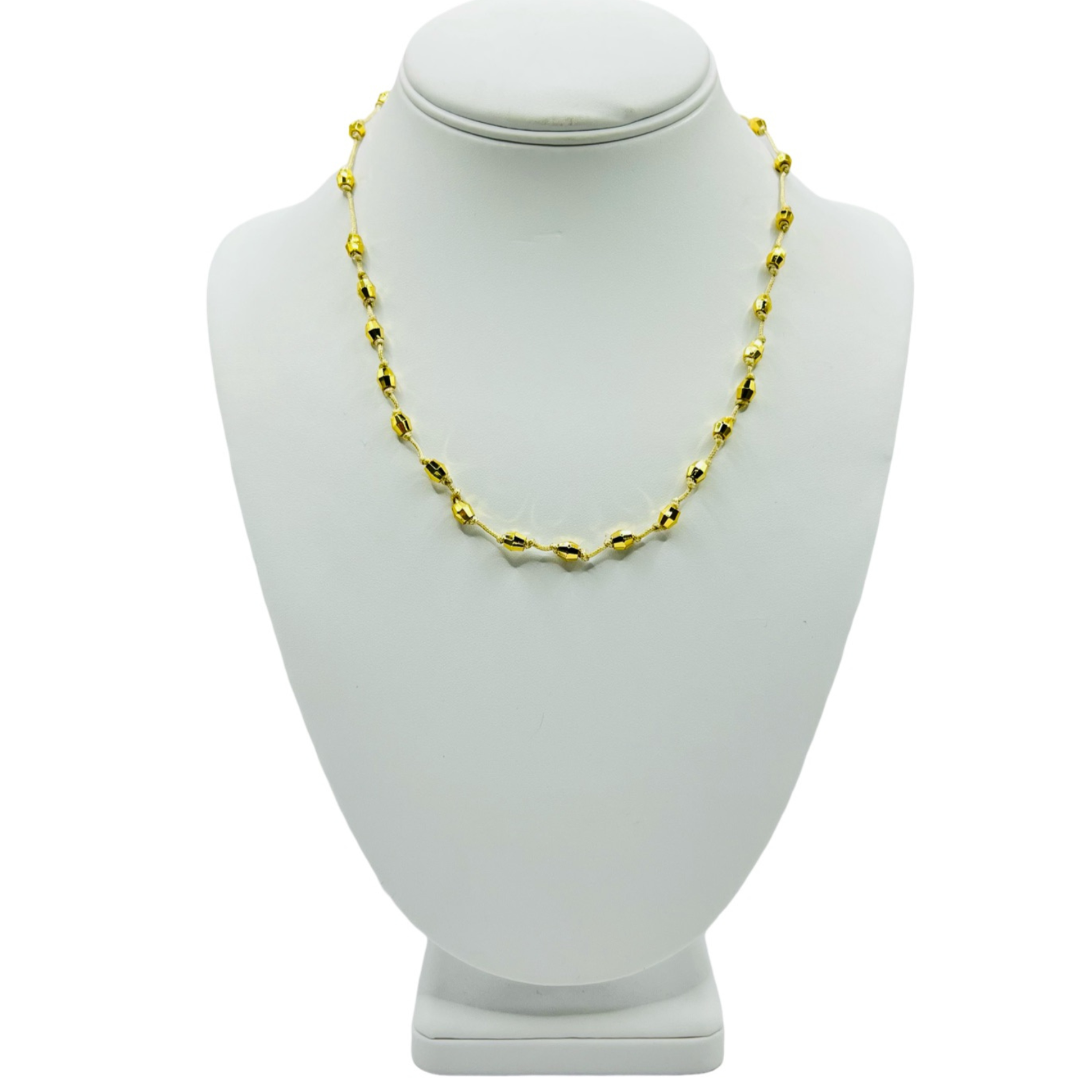 Khaki cord everyday necklace with gold nugget beads by HOLST+LEE