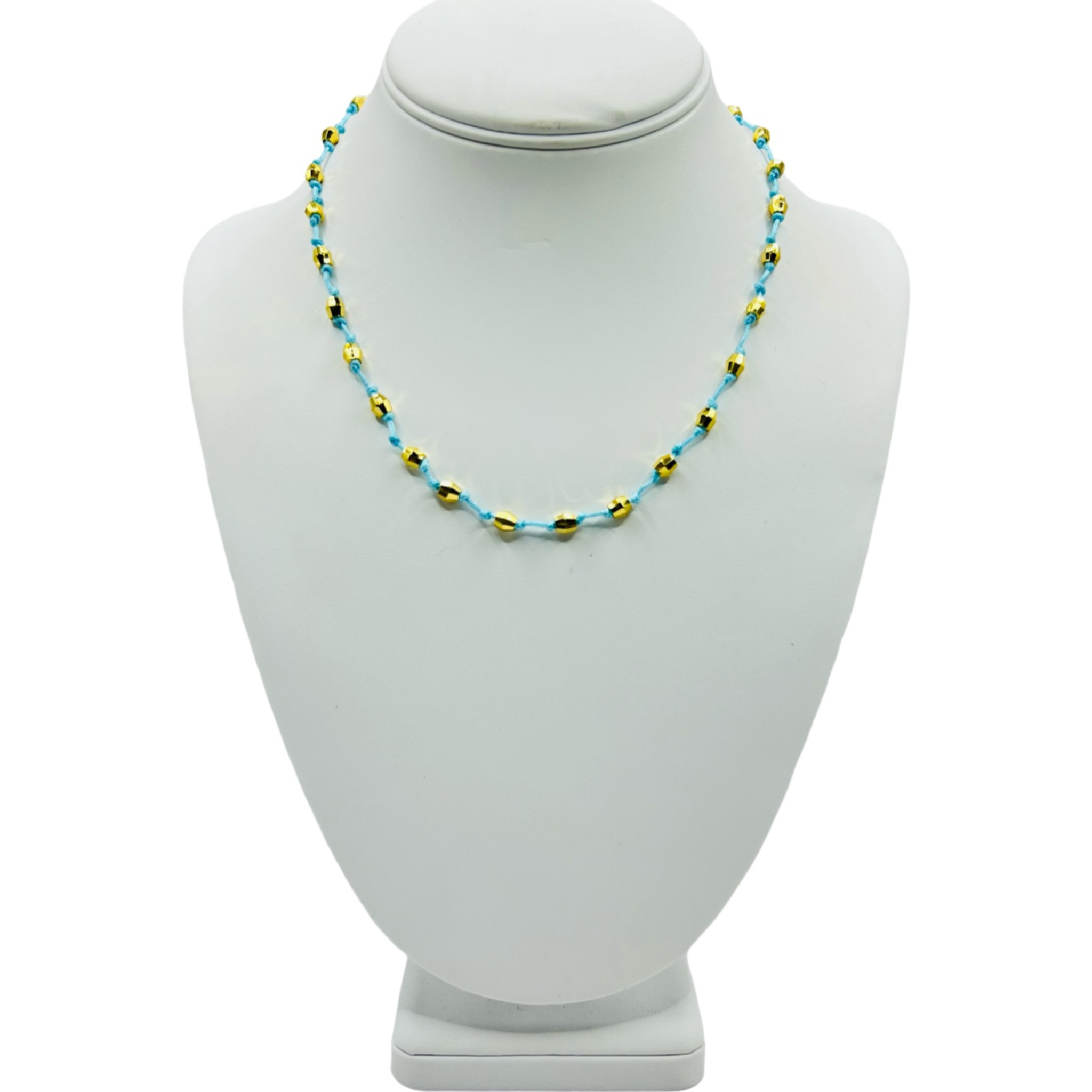 Blue cord everyday necklace with gold nugget beads by HOLST+LEE