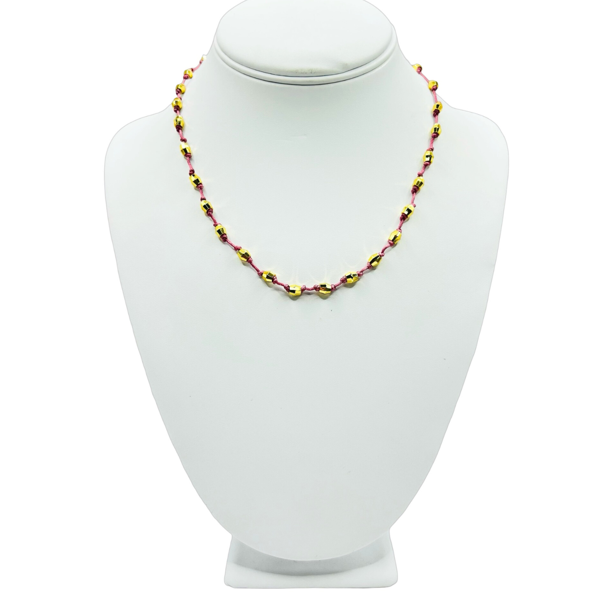 Orchid pink cord everyday necklace with gold nugget beads by HOLST+LEE