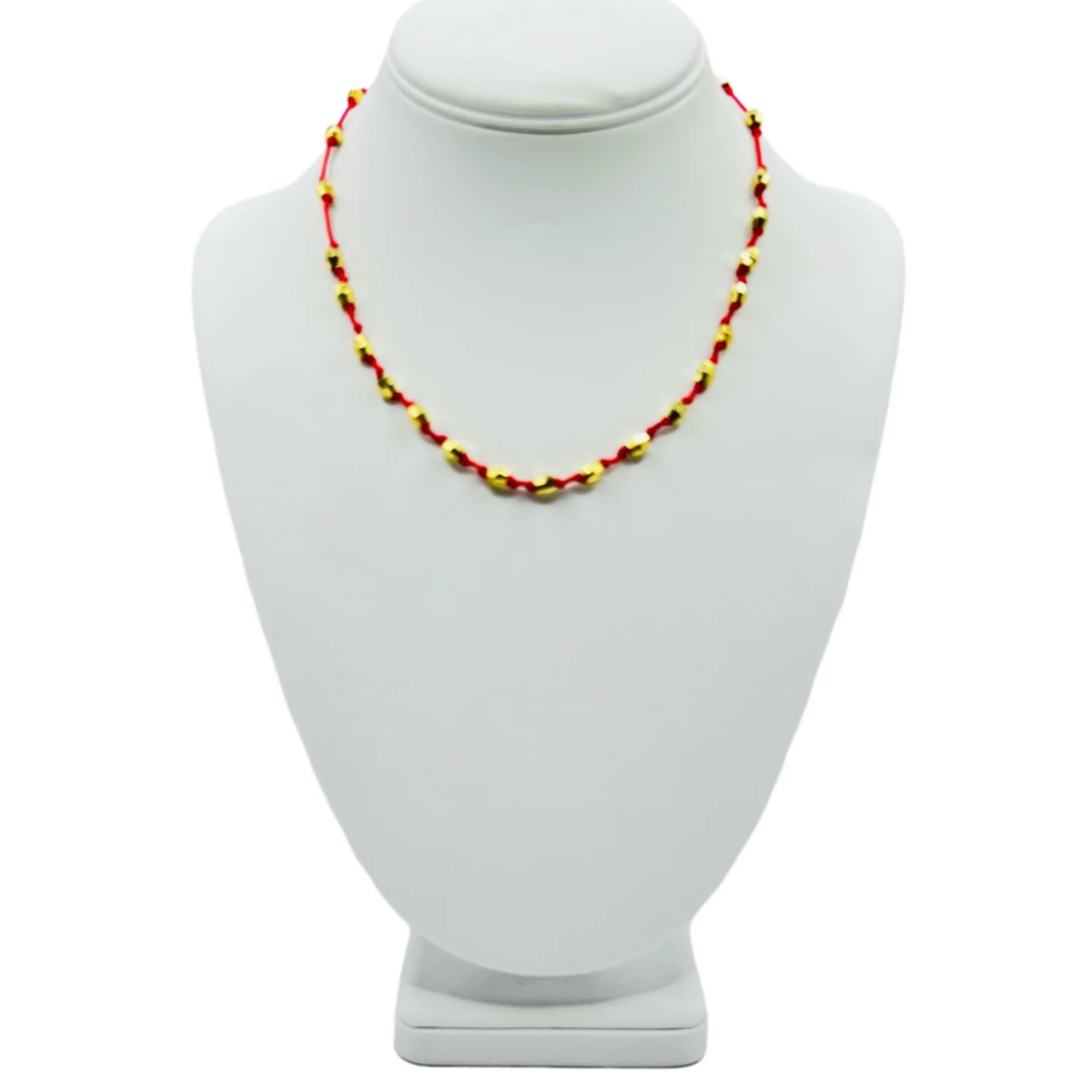 Red cord everyday necklace with gold nugget beads by HOLST+LEE