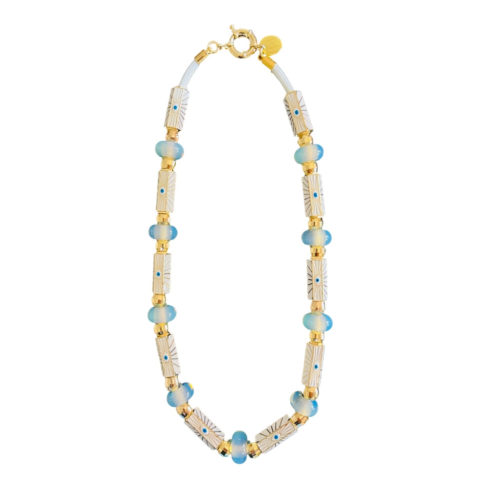 Evil Eye Beaded Necklace Opal
