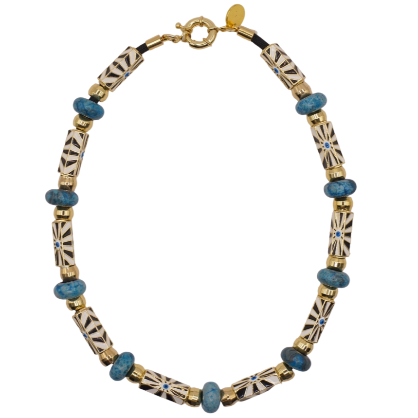 Evil Eye Beaded Necklace Turquoise