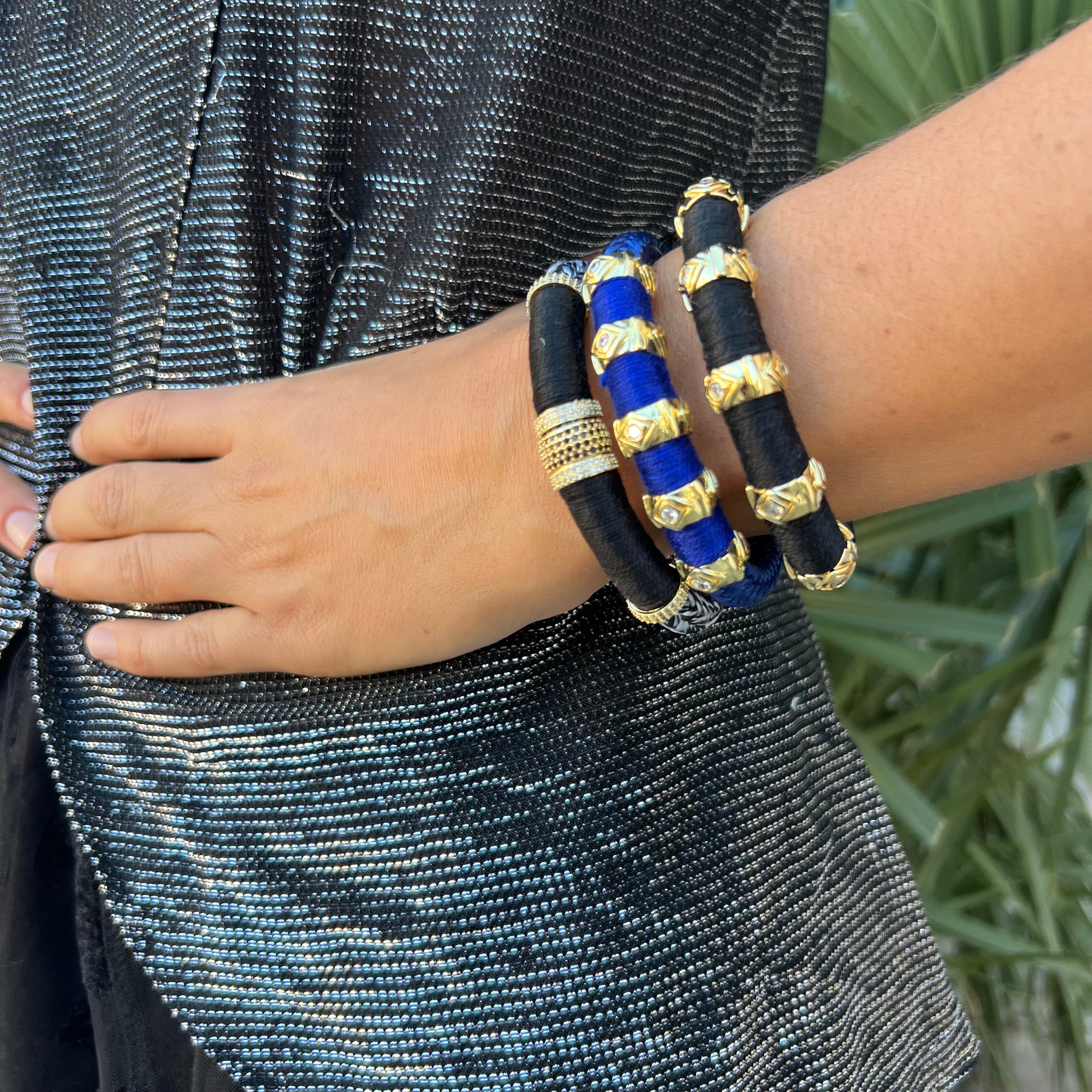 Evil Eye Colorblock Bracelet Black with Signature Magnetic Clasp