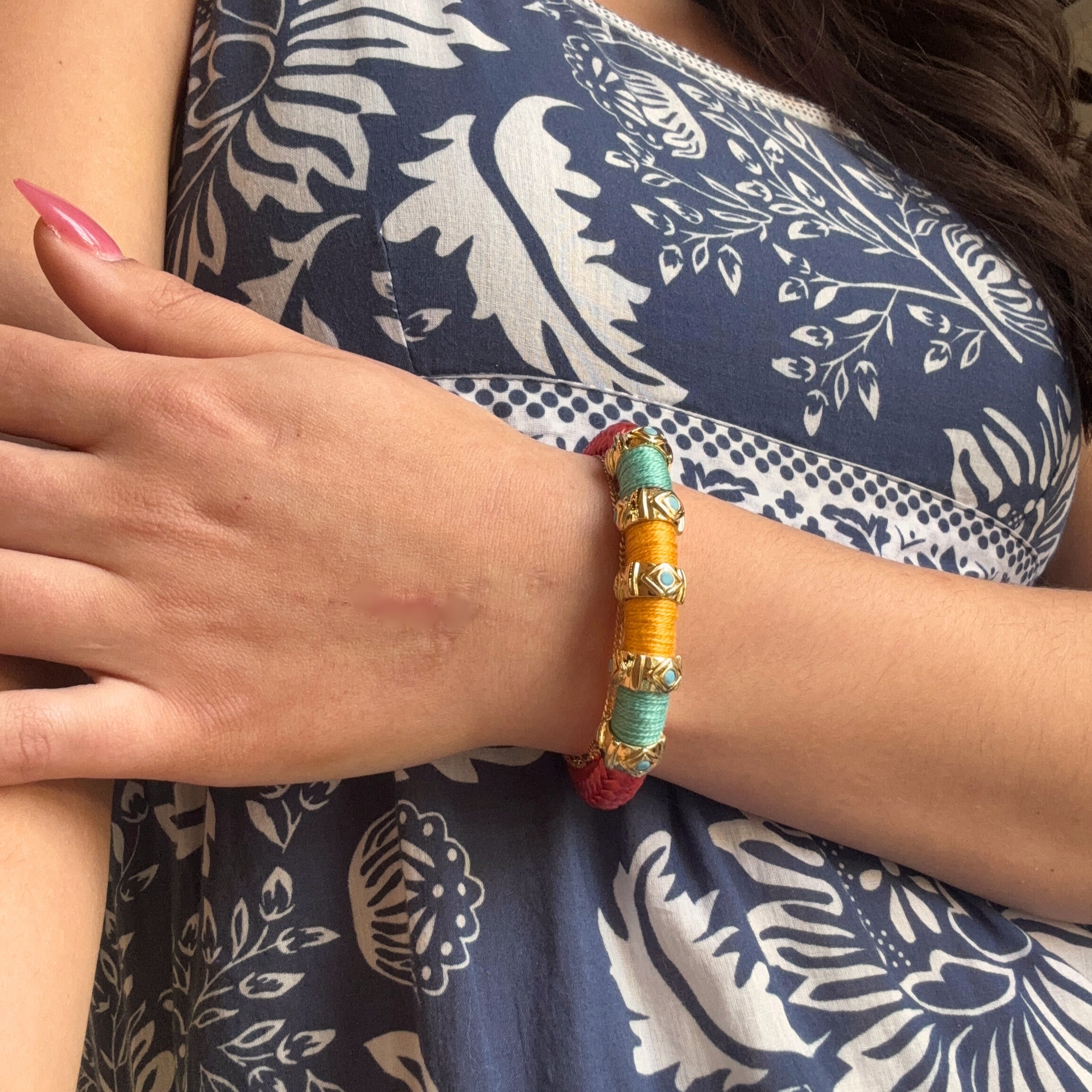 Evil Eye Colorblock Bracelet Coral Signature Magnetic Clasp 