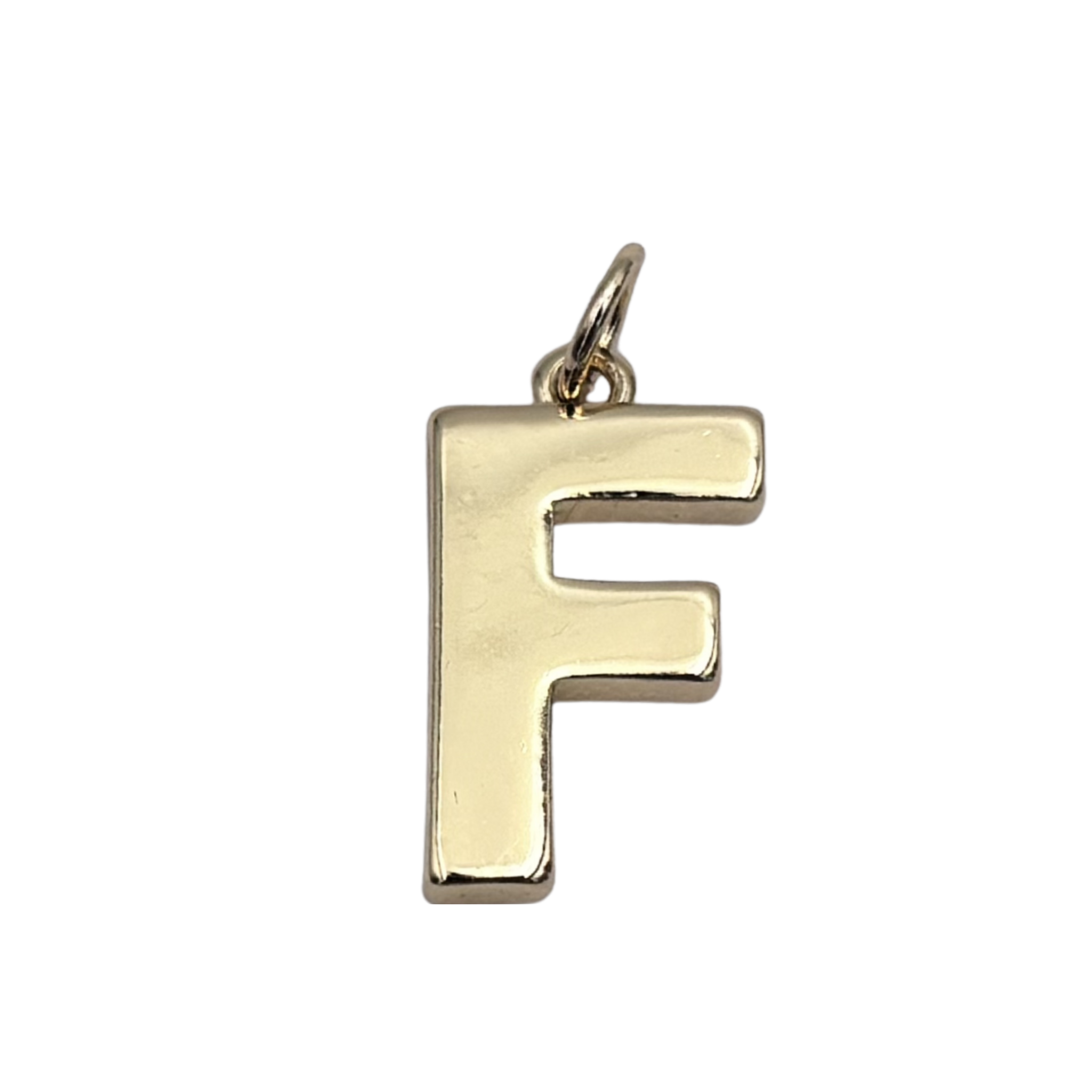 Gold block letter F initial charm by HOLST+LEE