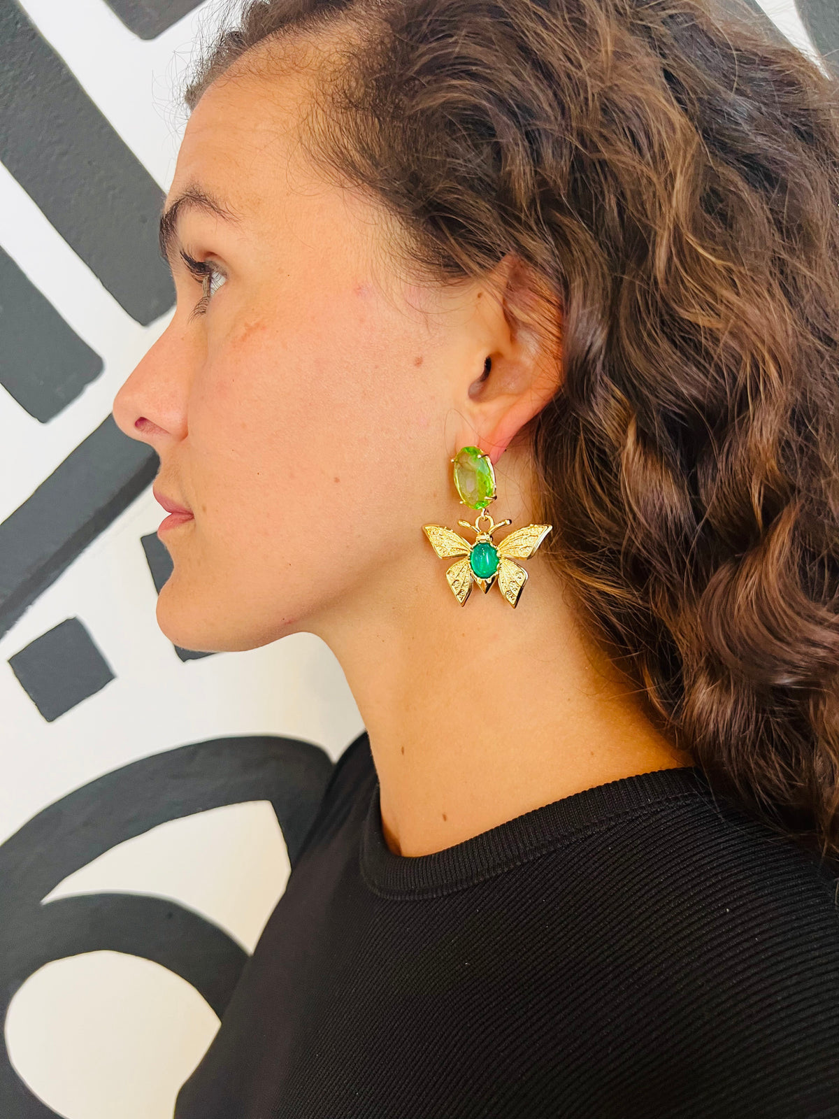 Butterfly Jewel Earrings Green