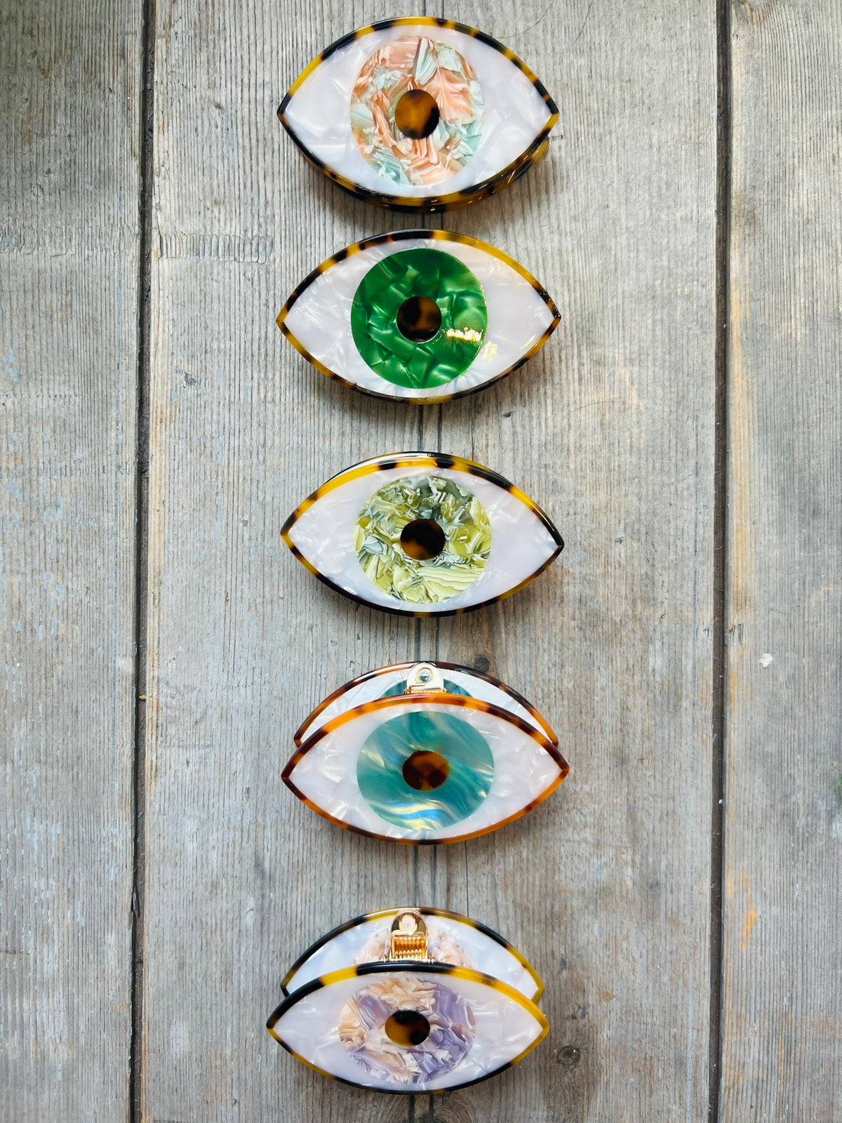 Evil Eye Hair Claw Green