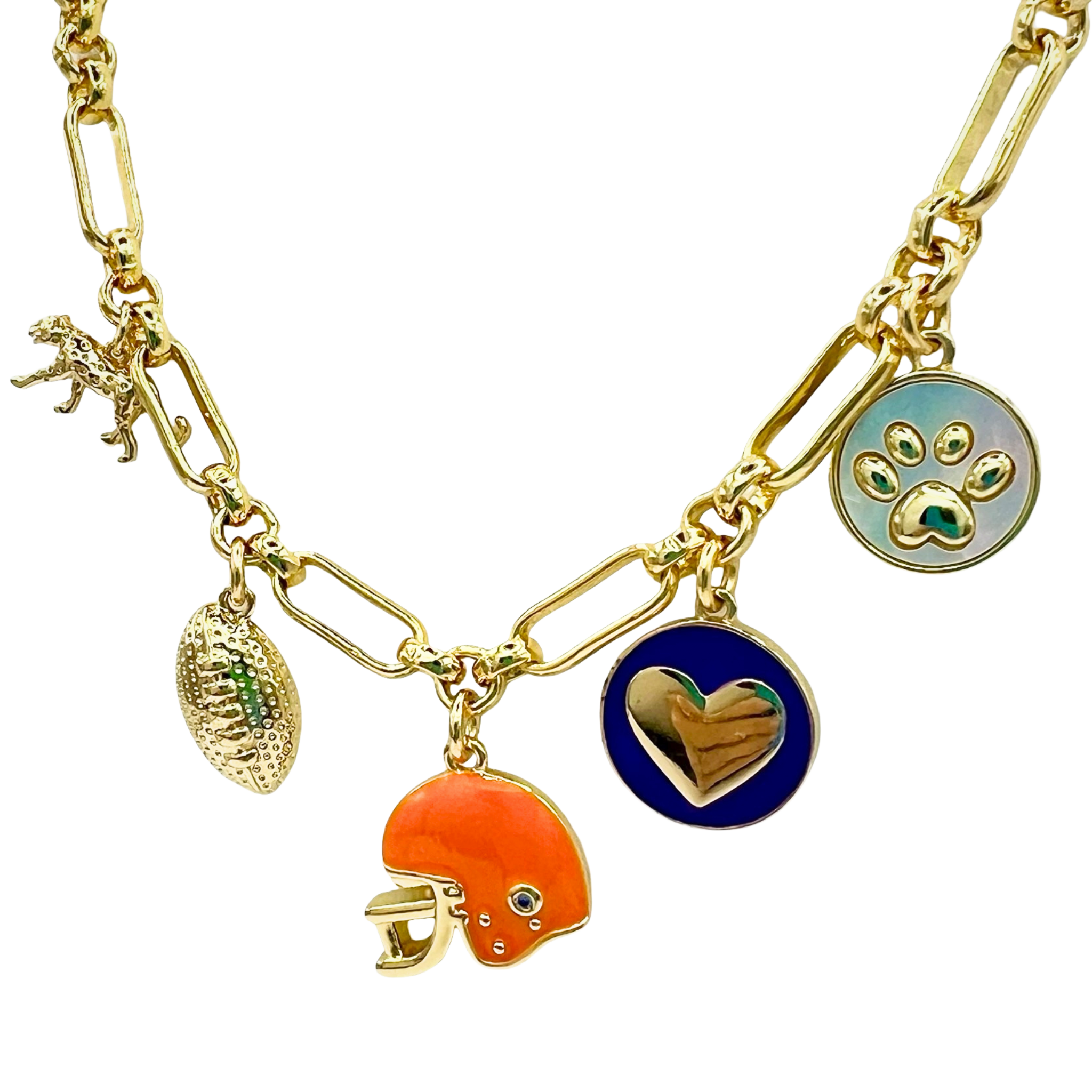 Game Day Spirit Charm Necklace - Purple & Orange