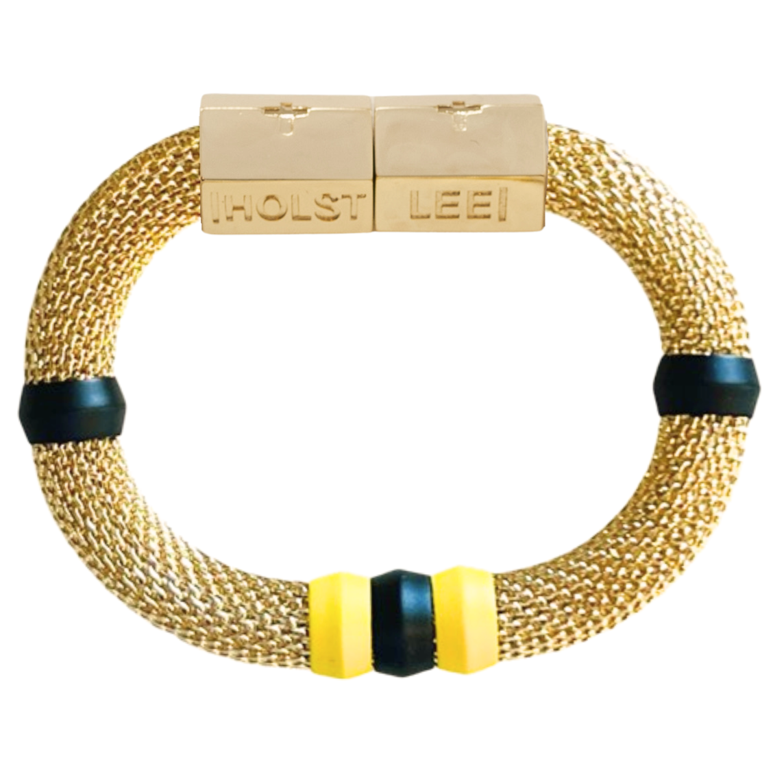 Game day Mesh Bracelet - Black & Yellow-signature magnetic clasp