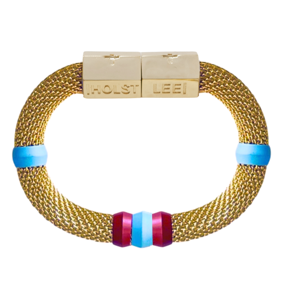 Game_day_Mesh_Bracelet_-_Blue_Red - signature magnetic clasp