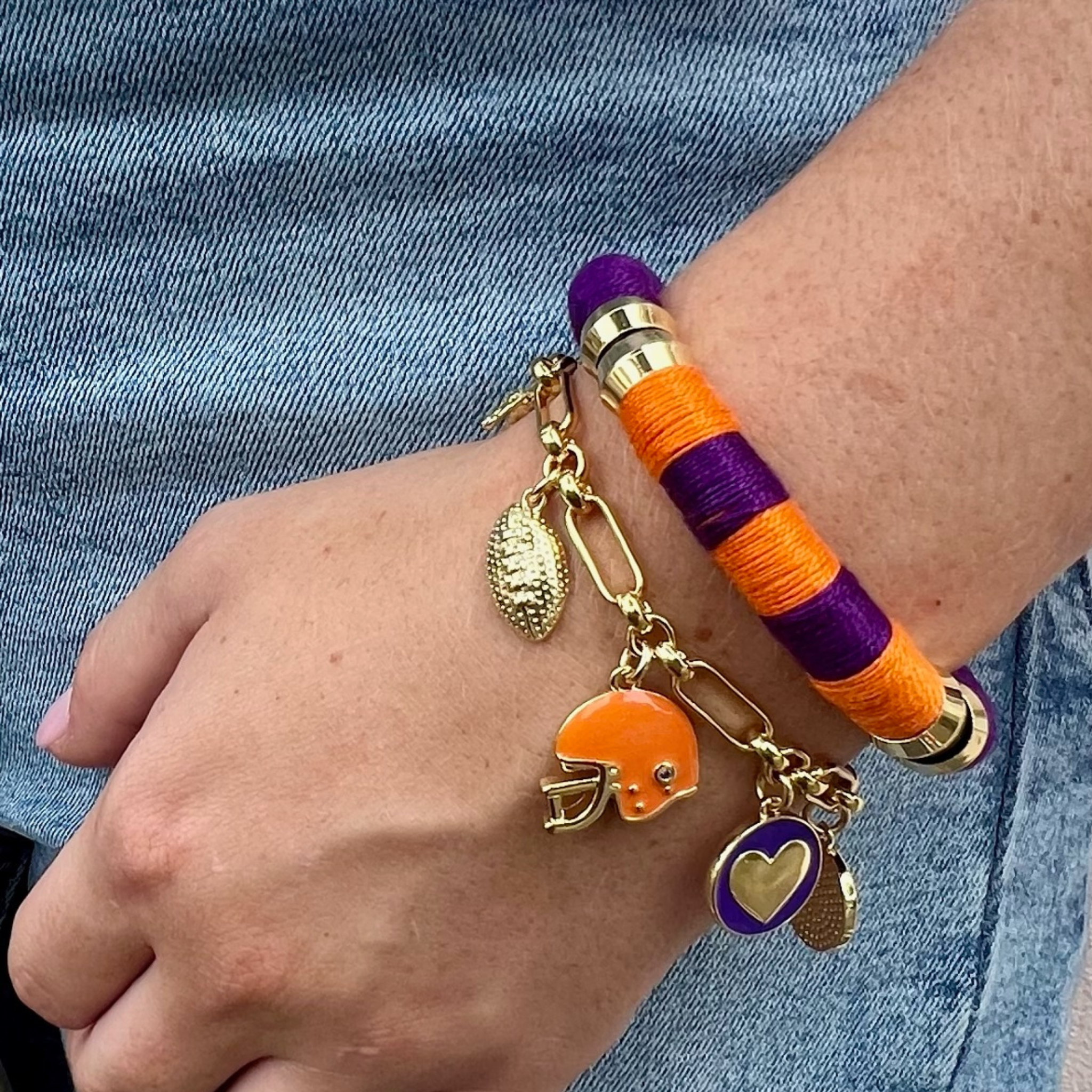 Gameday Orange & Purple Charm Bracelet