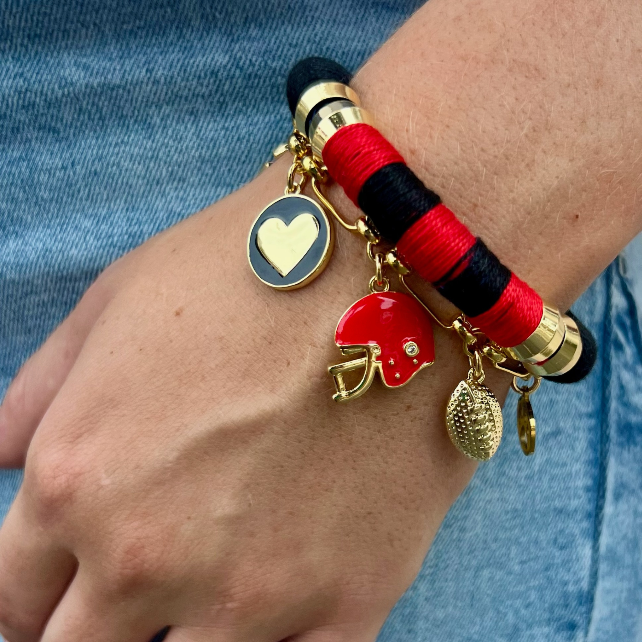 Gameday Red & Black  Charm Bracelet
