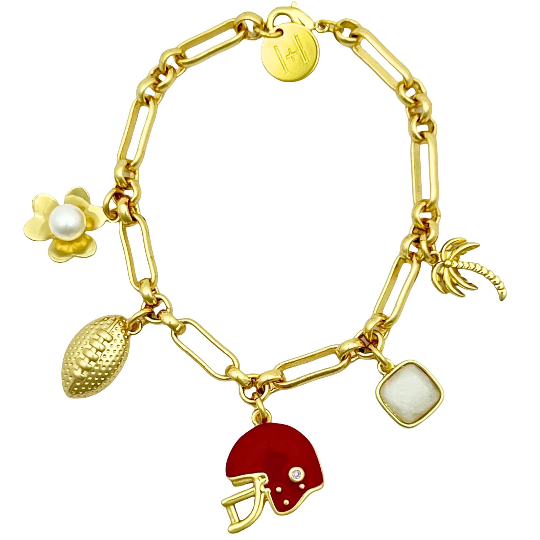 Garnet, Black, White  Gameday Charm bracelet