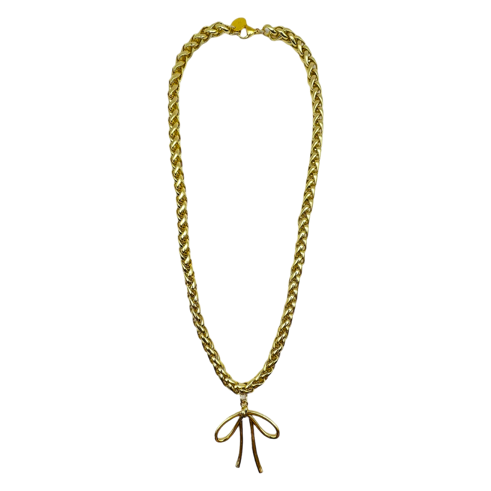 Gold Anchor Bow Necklace