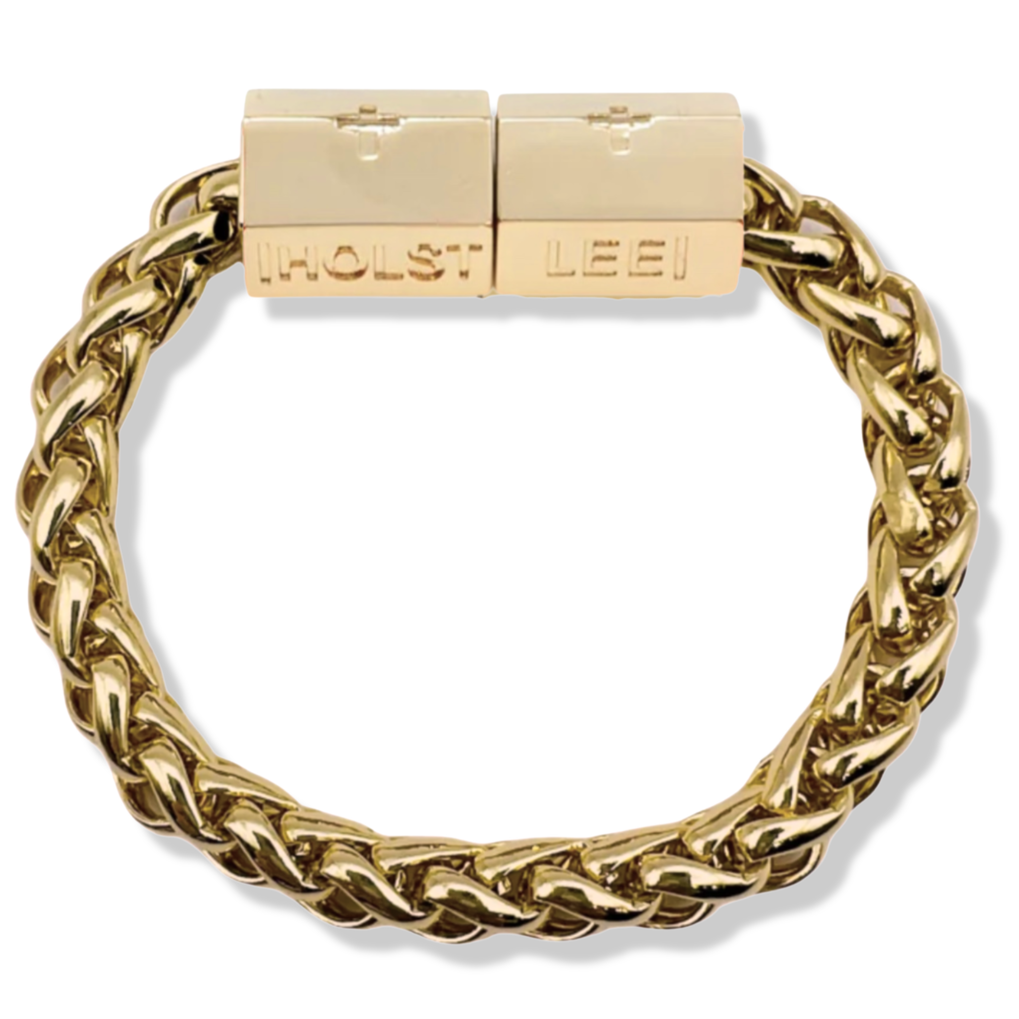 Gold chunky anchor chain bracelet with 18K gold-filled magnetic clasped bracelet by HOLST+LEE