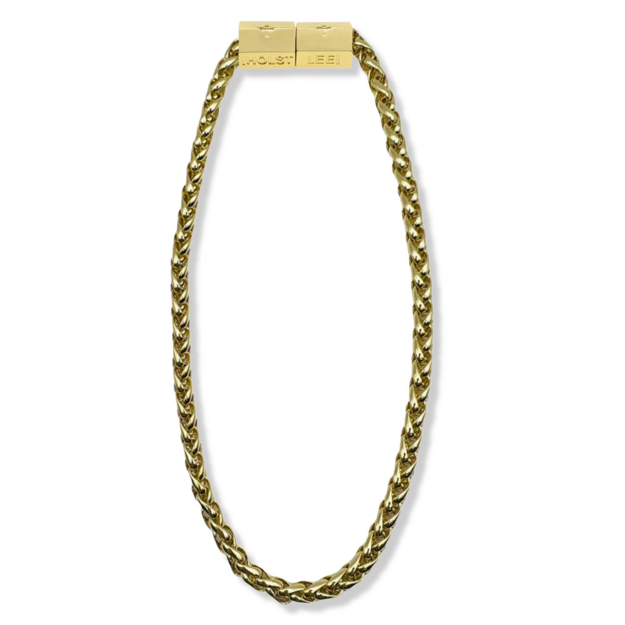 Gold chunky anchor chain necklace with 18K gold-filled magnetic clasped necklace by HOLST+LEE