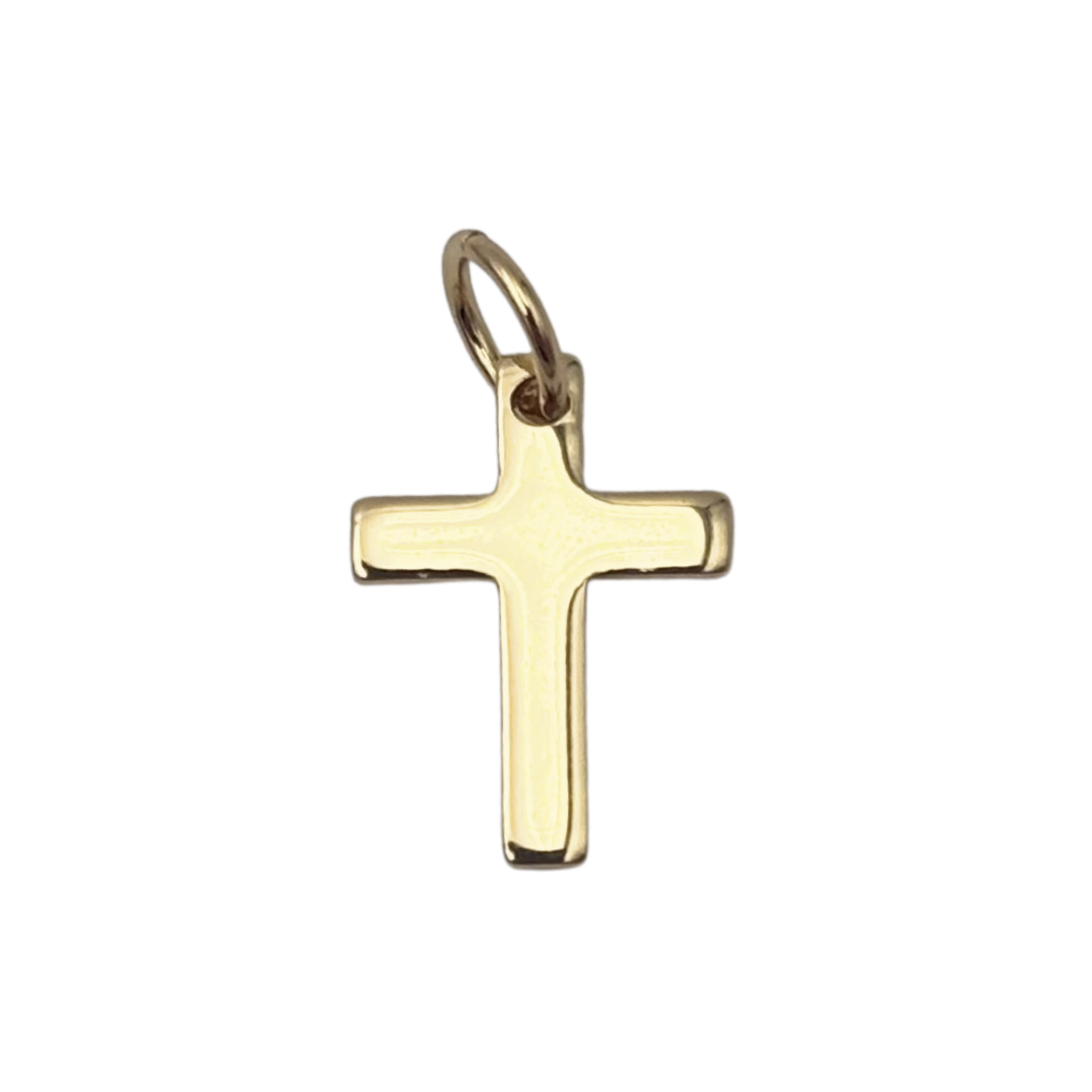 Simple gold cross charm with sleek finish by HOLST+LEE