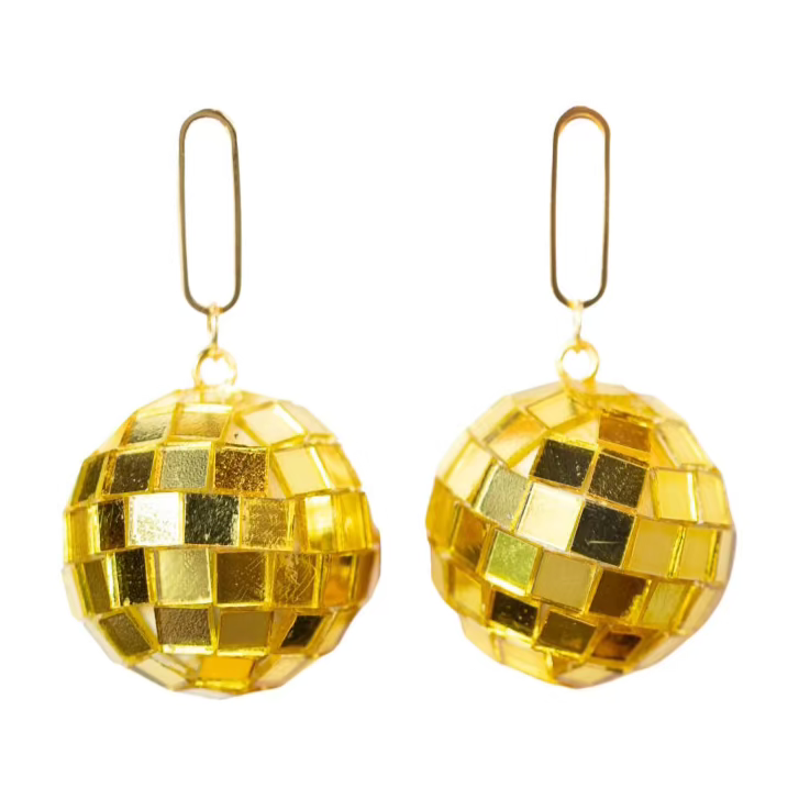 Gold Disco Ball Earrings 