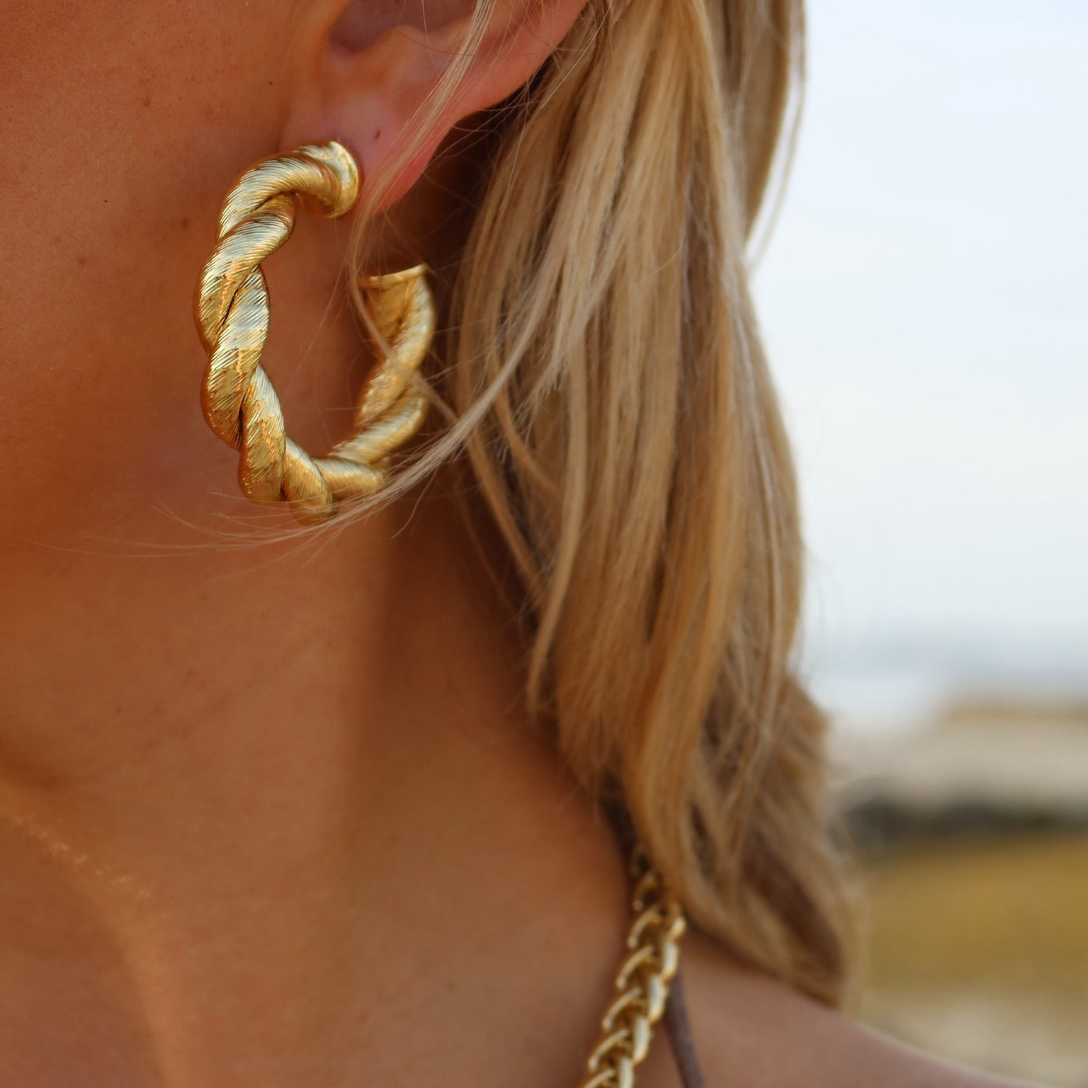 Gold Hot Girl Hoops Earrings 