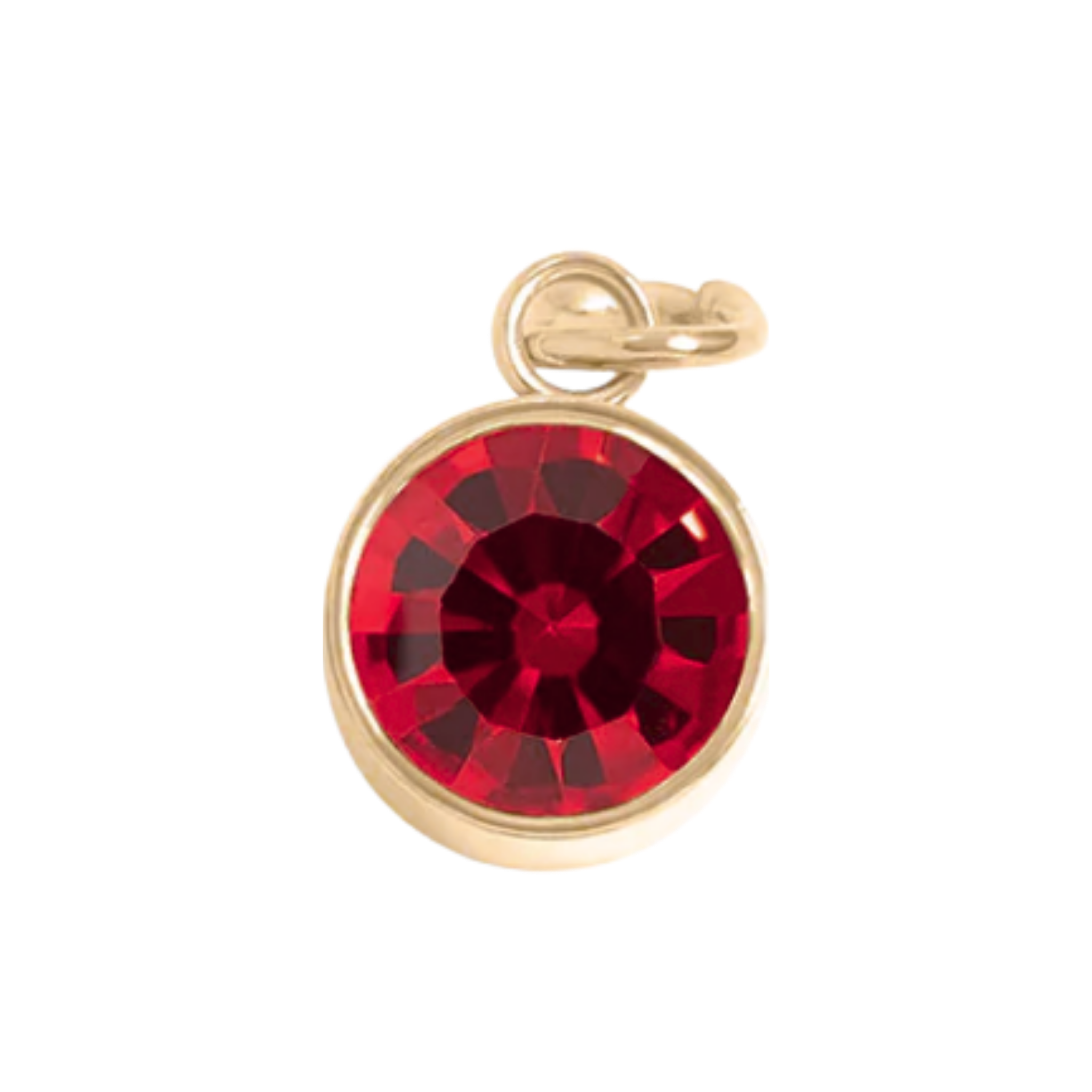 July birthstone ruby charm with faceted deep red and gold bezel setting by HOLST+LEE