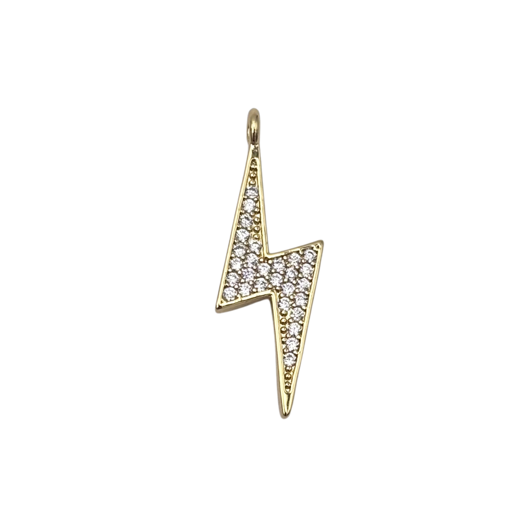 Gold lightning bolt charm with fully pavé rhinestones by HOLST+LEE