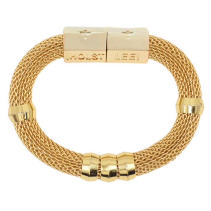 Gold Mesh Classic Bracelet Signature Magnetic Clasp 