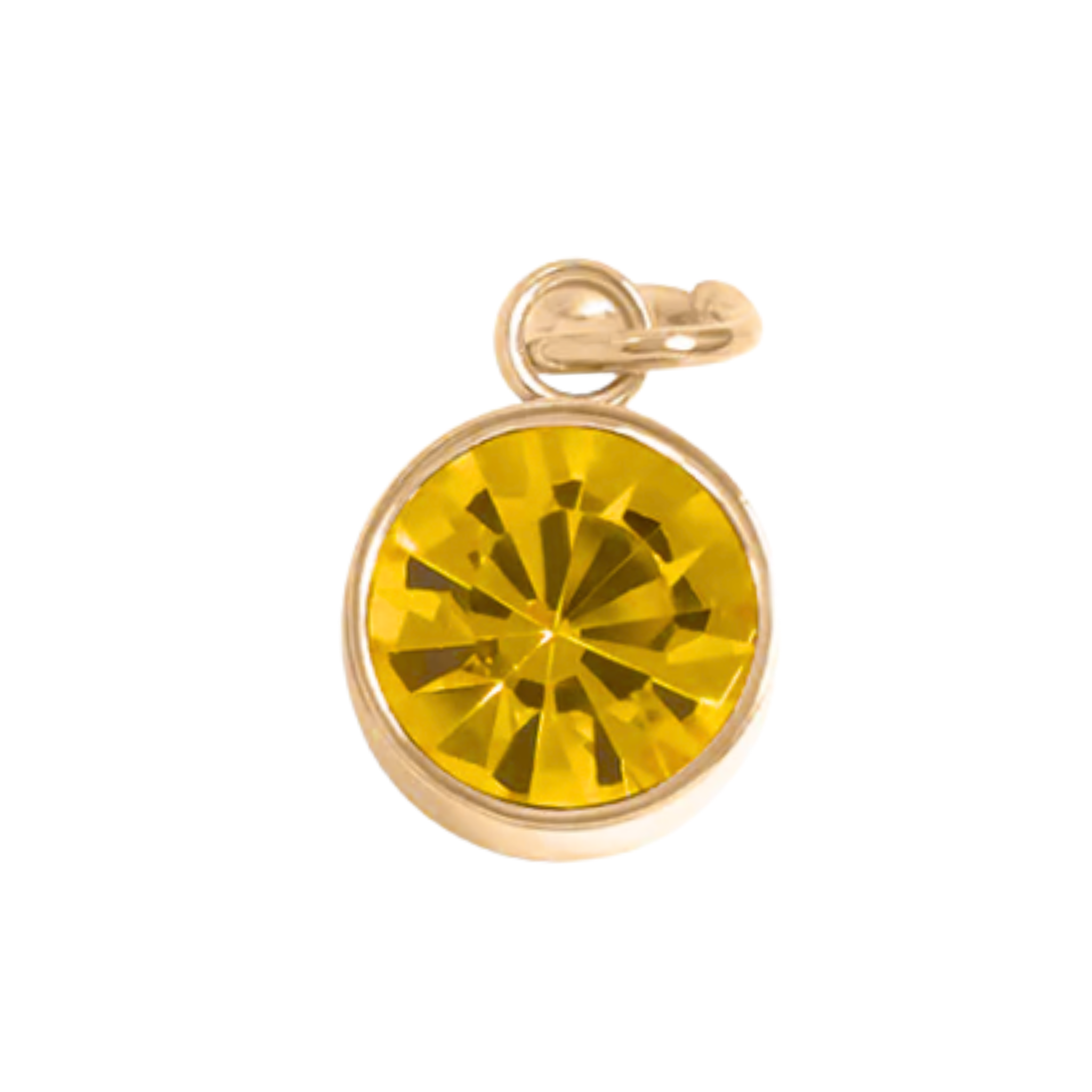 November birthstone citrine charm with faceted yellow and gold bezel setting by HOLST+LEE