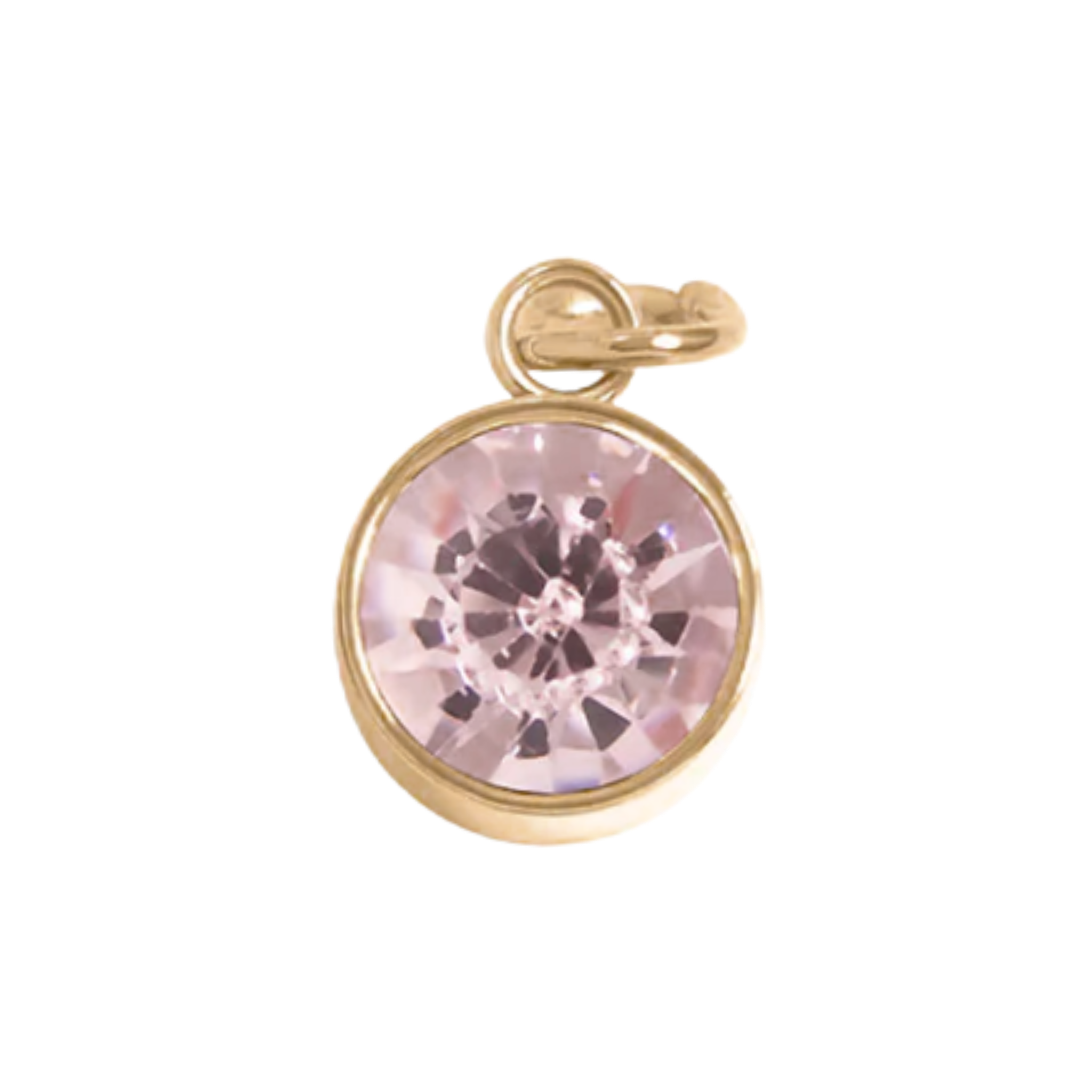October birthstone Pink tourmaline charm with faceted pink and gold bezel setting by HOLST+LEE
