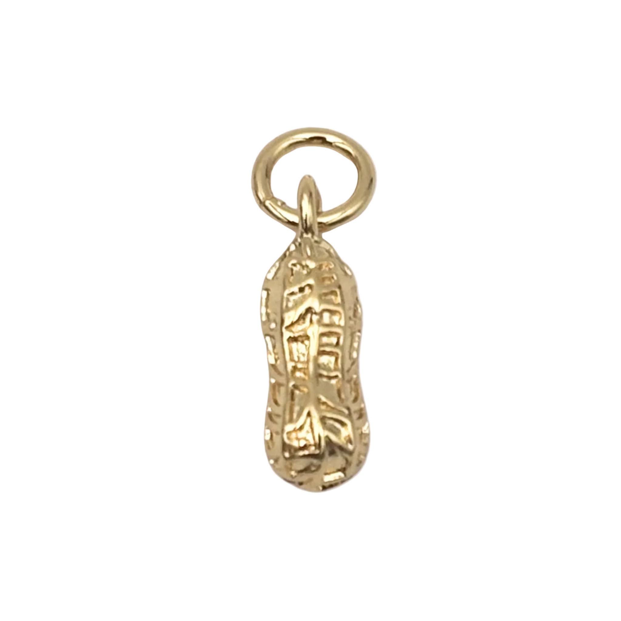 Gold peanut charm with textured finish by HOLST+LEE