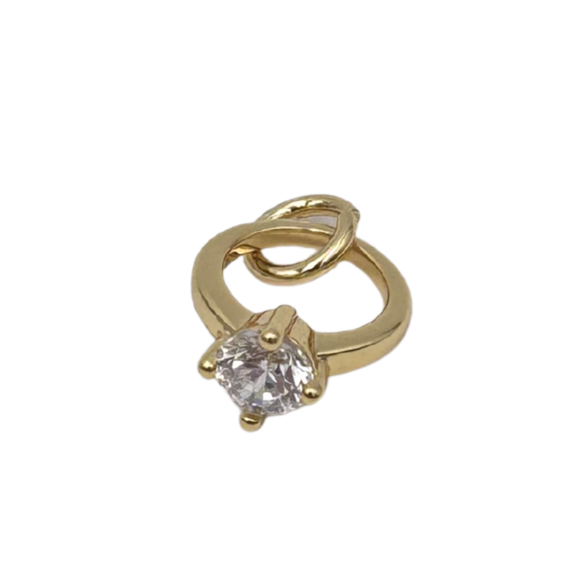 Gold wedding ring with a clear gemstone by HOLST+LEE