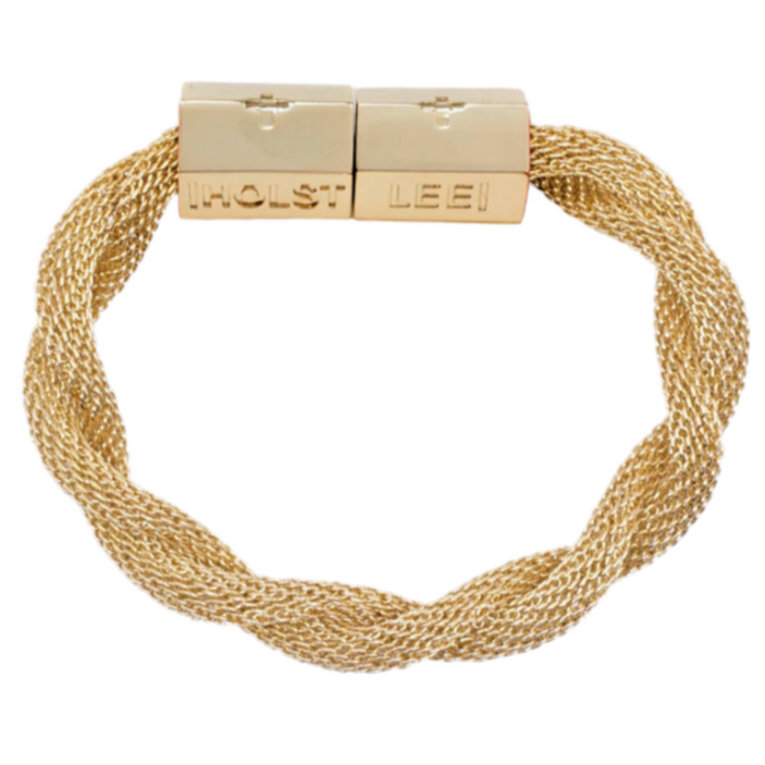 Gold Twisted Mesh Bracelet Signature Magnetic Clasp 