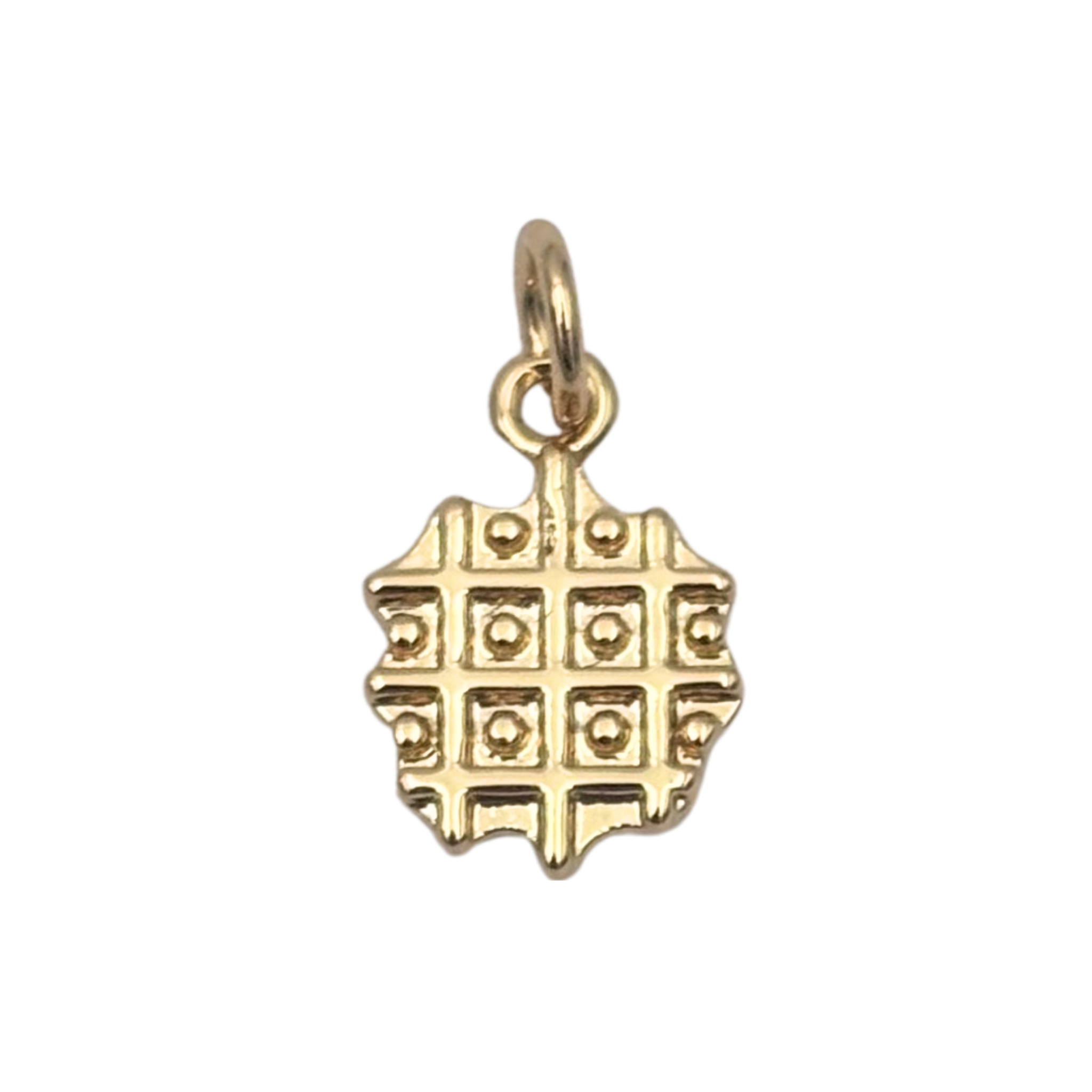 Polished gold waffle charm with detailed grid texture by HOLST+LEE