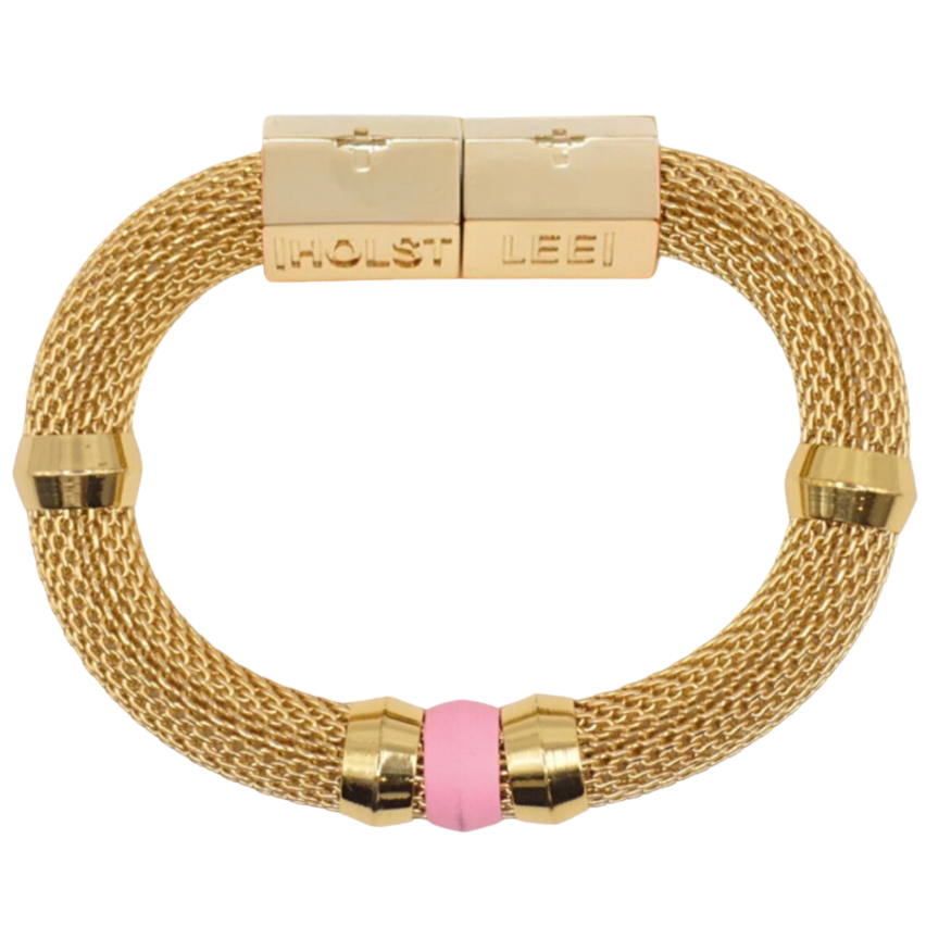 Gold mesh bracelet with signature magnetic clasp