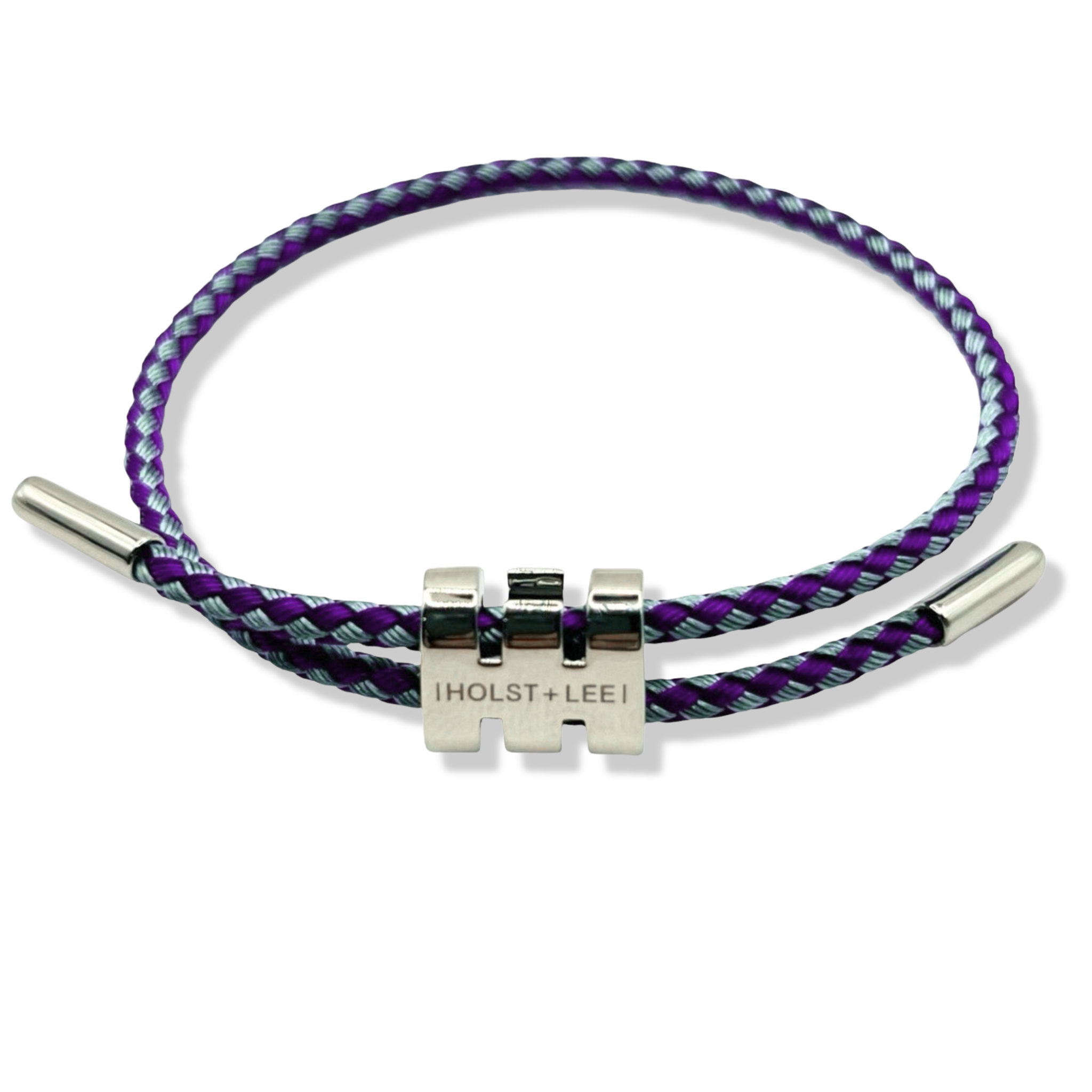 Gray and Purple braided rope bracelet with silver sliding clasp by HOLST+LEE