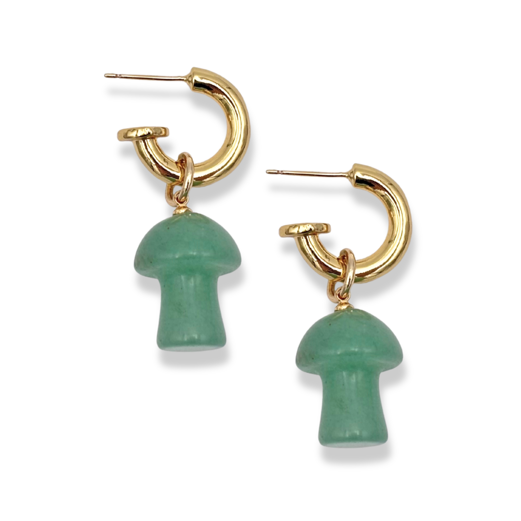 Green Adventurine Mushroom Earrings