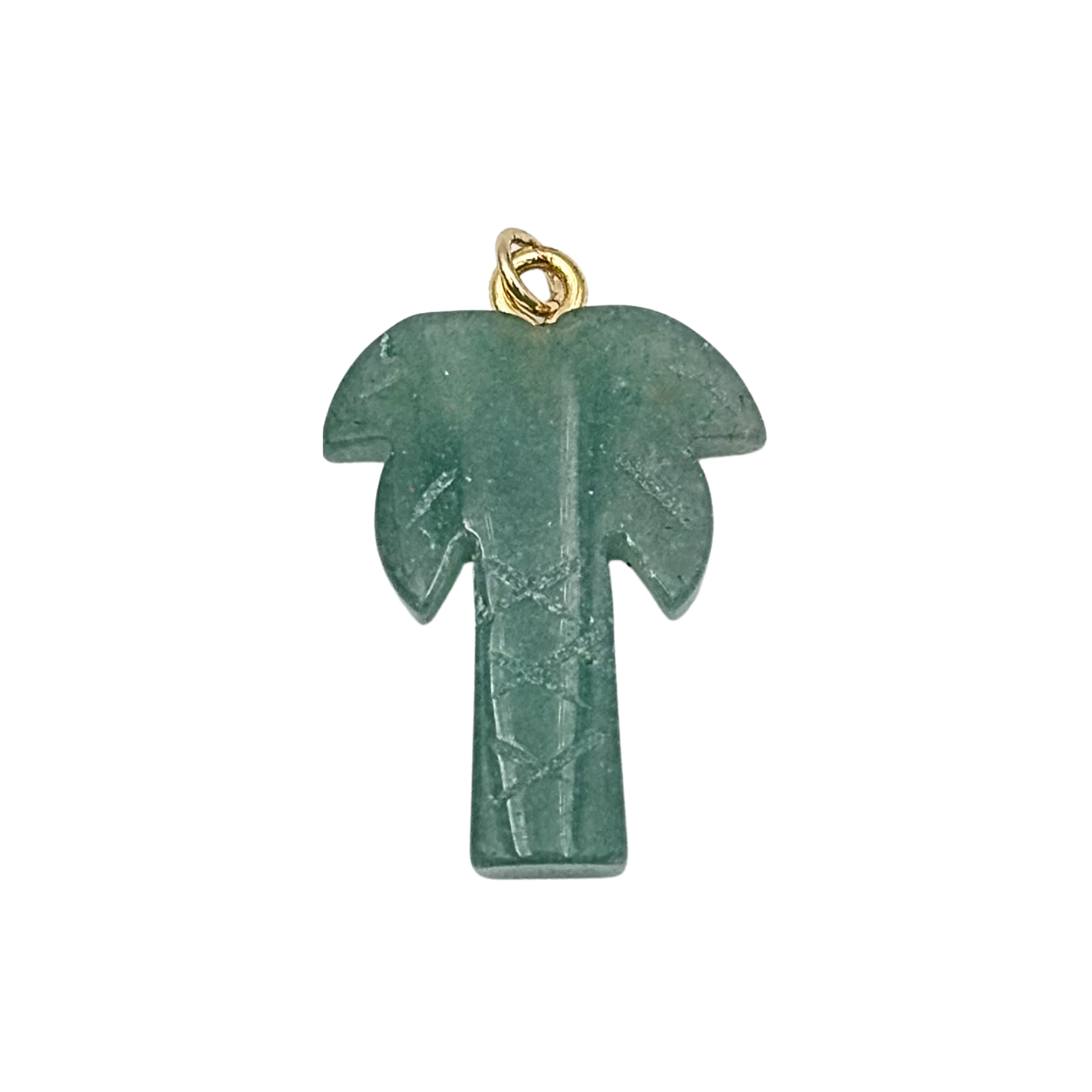 Green Adventurine carved scallop shell charm with polished stone finish by HOLST+LEE